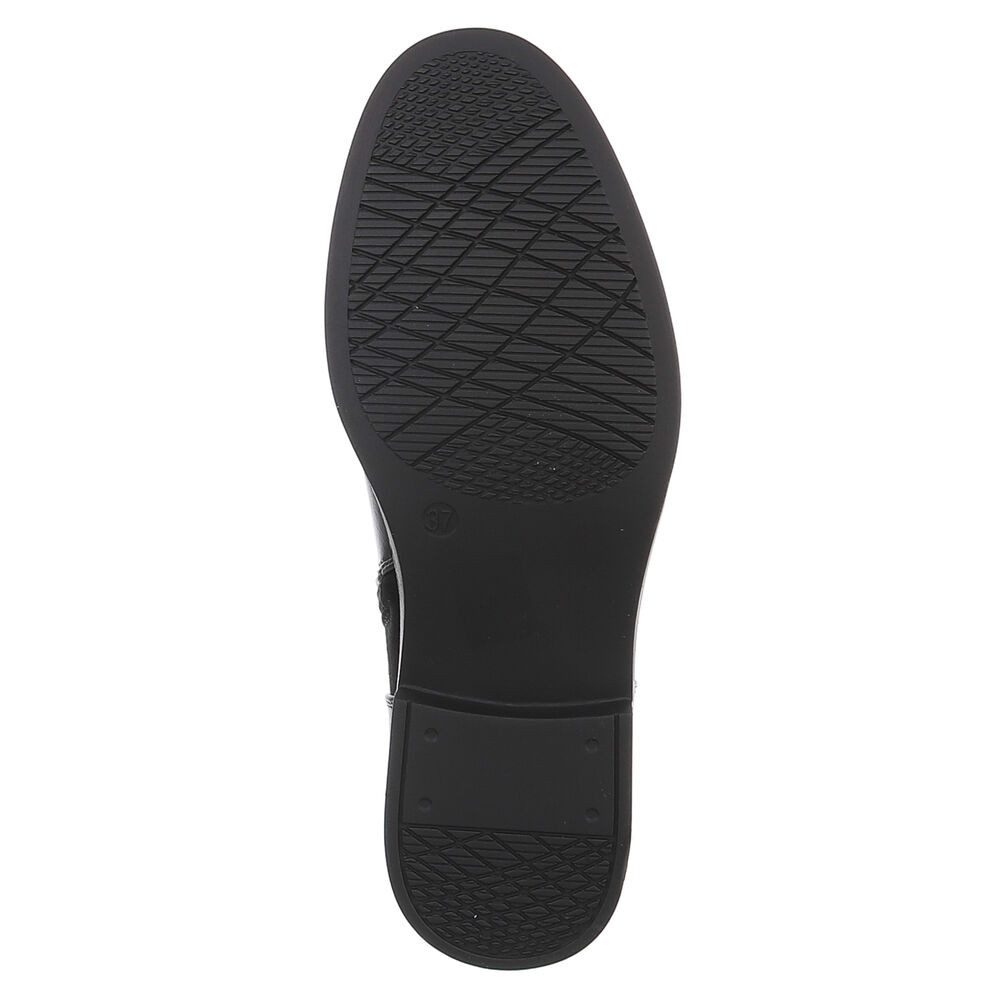 Ital-Design Damen Chelsea Boot mit Metallelement und Blockabsatz Stiefelette (92299778) Blockabsatz Flache Stiefeletten in Schwarz – Bild 3 von 5
