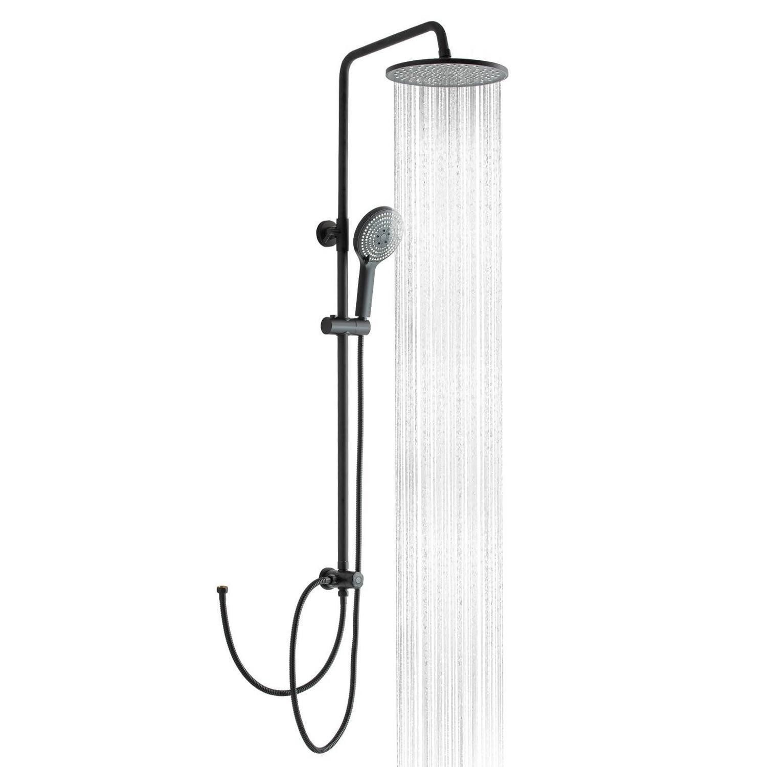 LuxusKollektion Duschsystem Regendusche schwarz Duschset höhenverstellbar Rund 25x25cm Schwarz