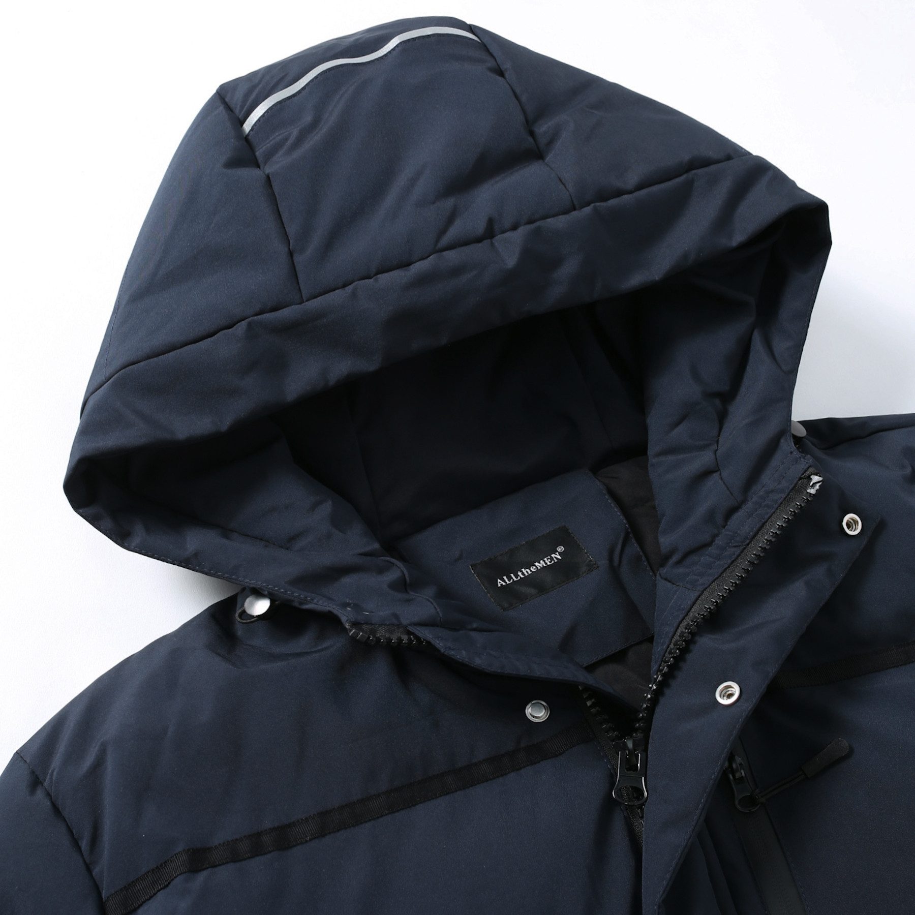 Allthemen Steppmantel mit Kapuze Herren Langmantel warmer Winterparka