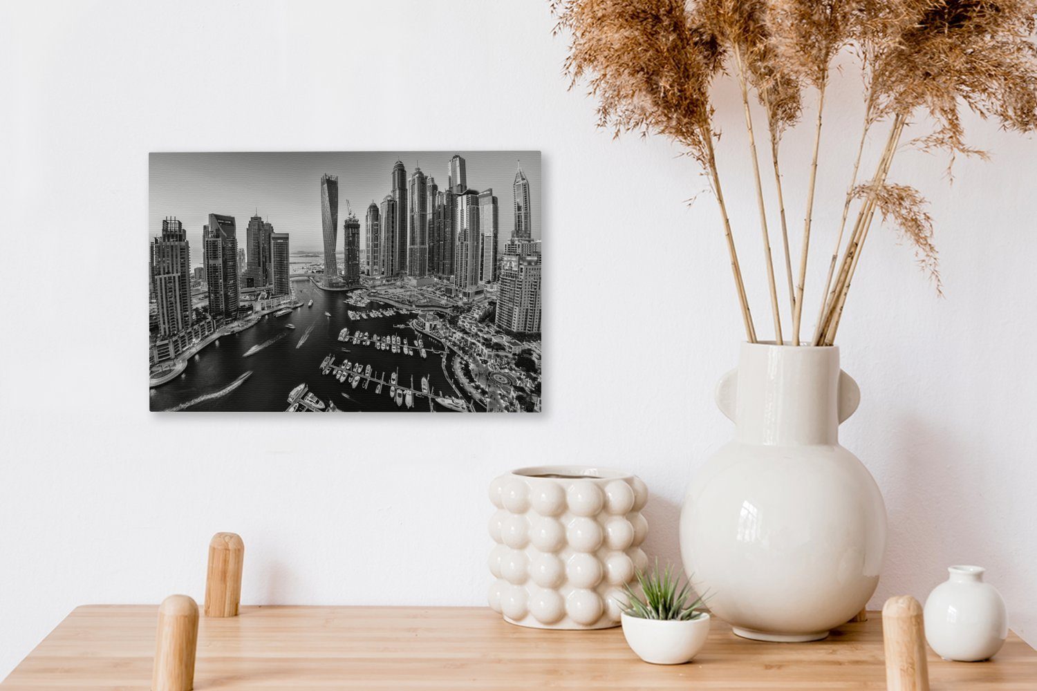 OneMillionCanvasses® Leinwandbild Dubai Marina Aufhängefertig, und ungewöhnlichen Leinwandbilder, mit den Wandbild - cm St), Wanddeko, riesigen Gebäuden (1 schwarz, 30x20