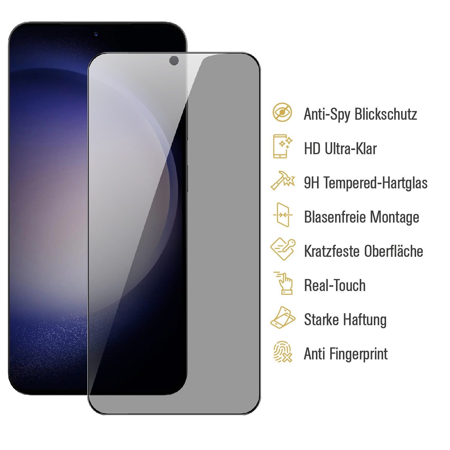 Protectorking Schutzfolie 2x Anti-Spy 9H Panzerglas für Samsung Galaxy S24 FE Blickschutz Privac, (2-Stück), ANTI-SPIONAGE, ANTI-SPY PRIVACY, Displayschutz, Schutzglas