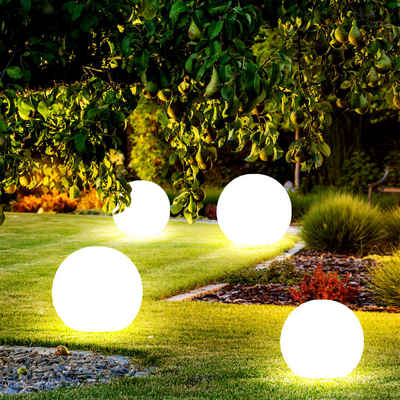 etc-shop LED Gartenleuchte, LED-Leuchtmittel fest verbaut, Steckleuchte Solar Außen Solarkugeln Set Garten