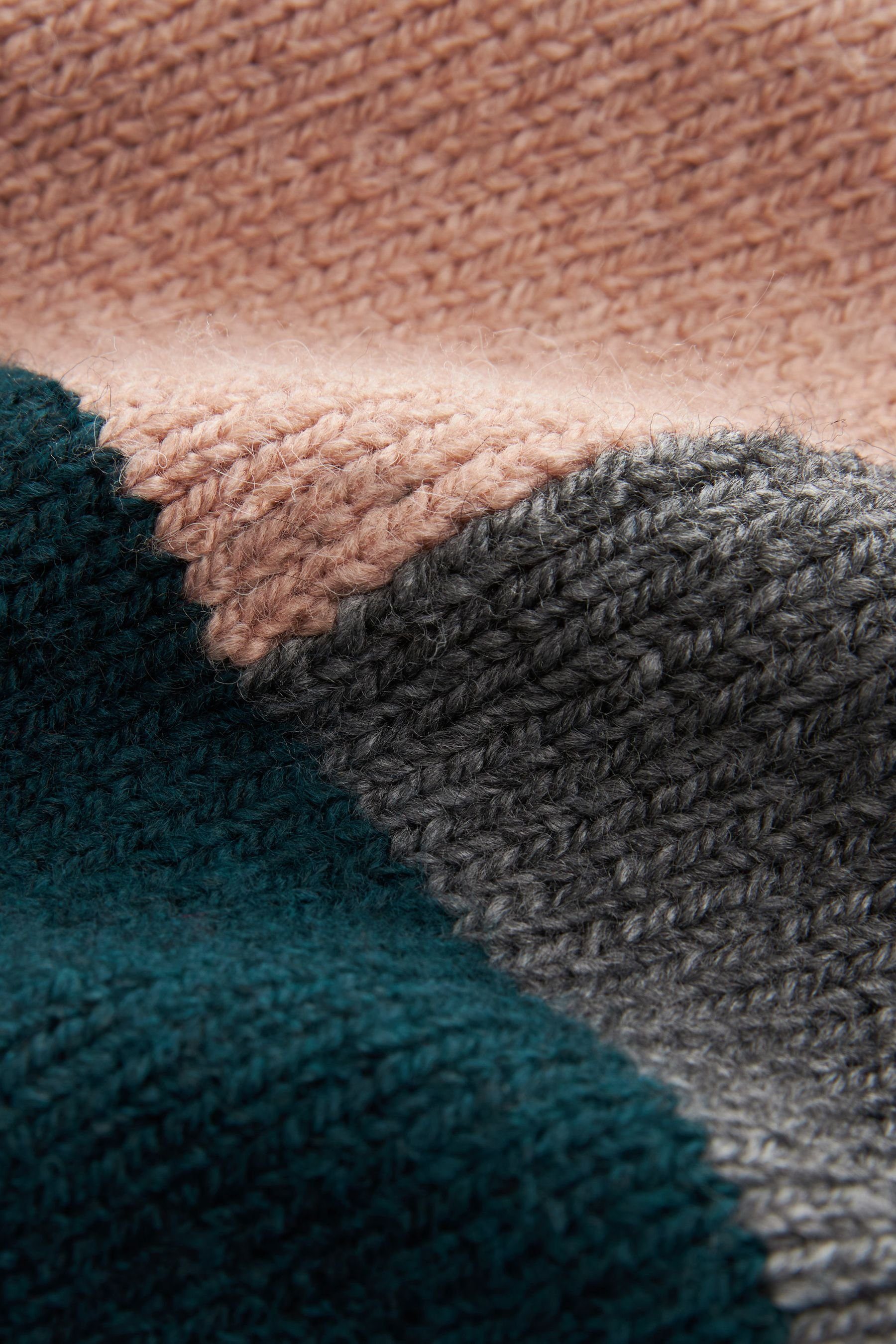 Next V-Ausschnitt mit Blue/Neutral Colourblock Teal V-Ausschnitt-Pullover (1-tlg) Pullover