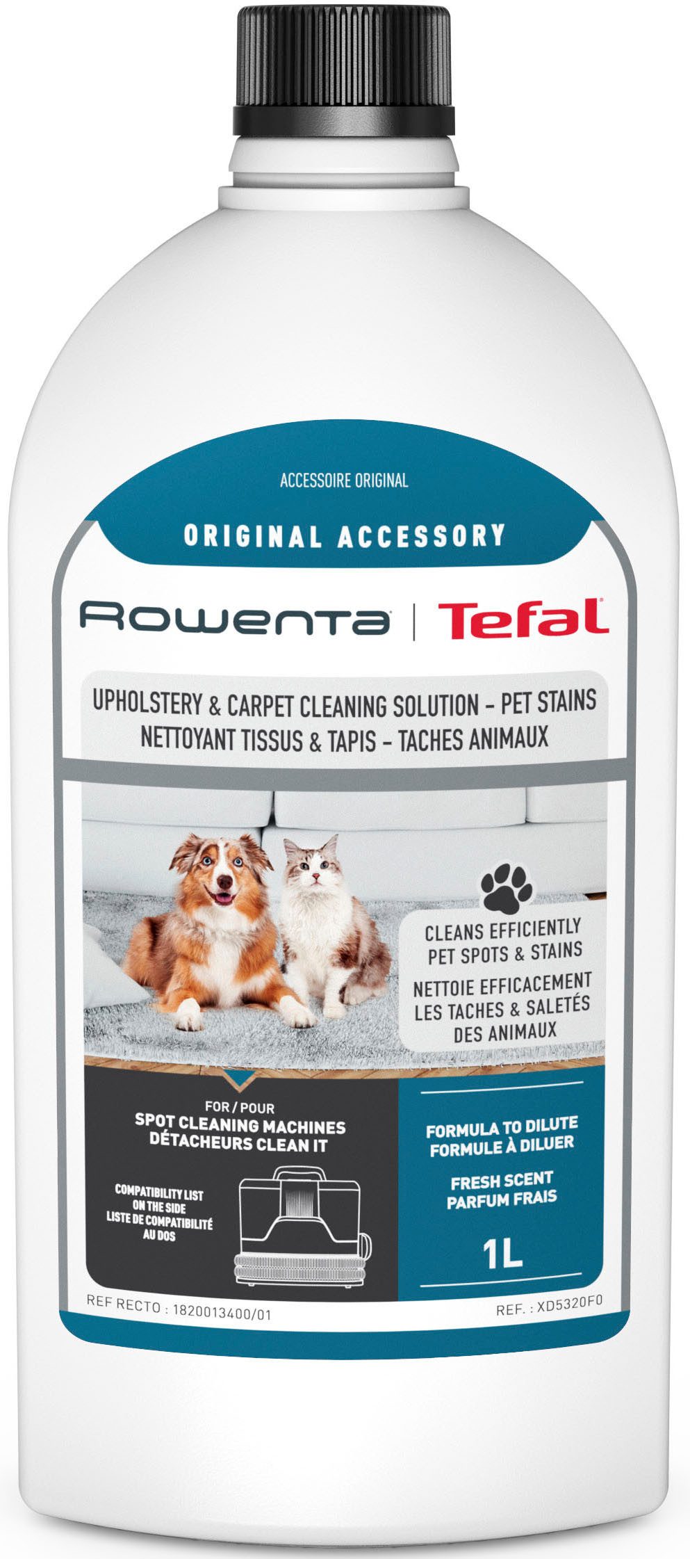 Rowenta XD5320 Clean It Teppichreiniger (1-St. Reinigungsmittel für Tierhaushalte und Polster-& Teppichreinigung, 1l)