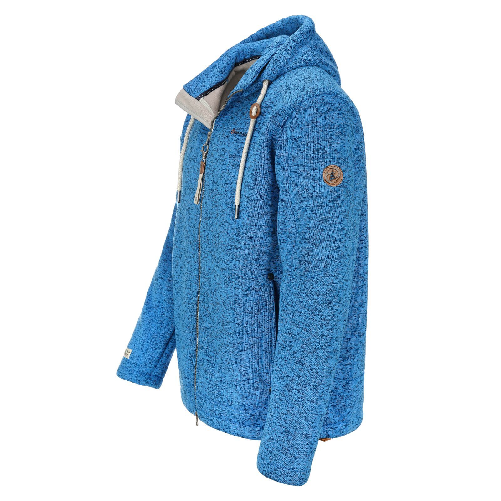 Dry Fashion Fleecejacke Herren Wärmende blau Kapuze Jacke melange - Fleece Kapuzenfleecejacke Kappeln mit