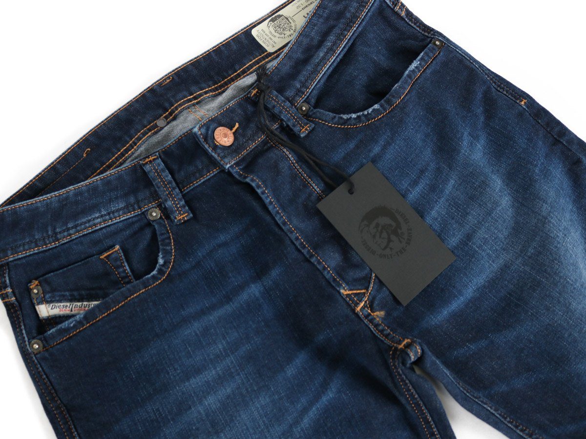 Diesel Regular-fit-Jeans Diesel Herren Regular Straight Fit Stretch Jeans Hose Dunkel Blau - Larkee 082AY