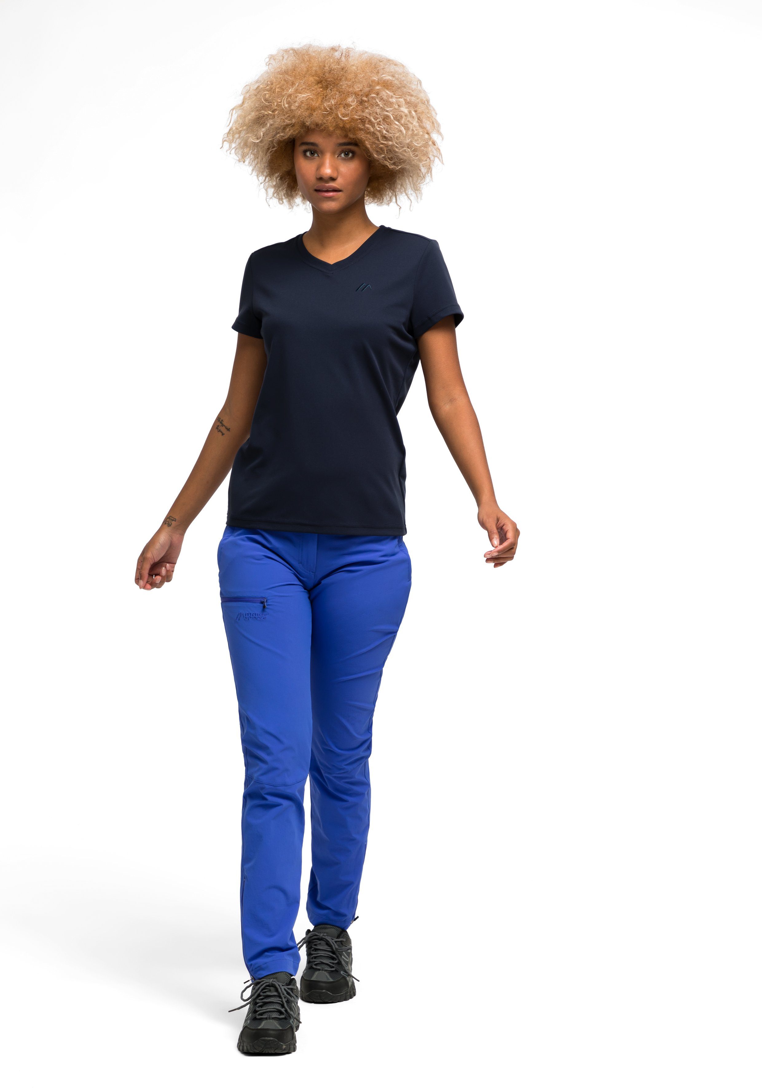 Maier Trudy Sports Wandern dunkelblau T-Shirt, Freizeit für Kurzarmshirt und Damen Funktionsshirt