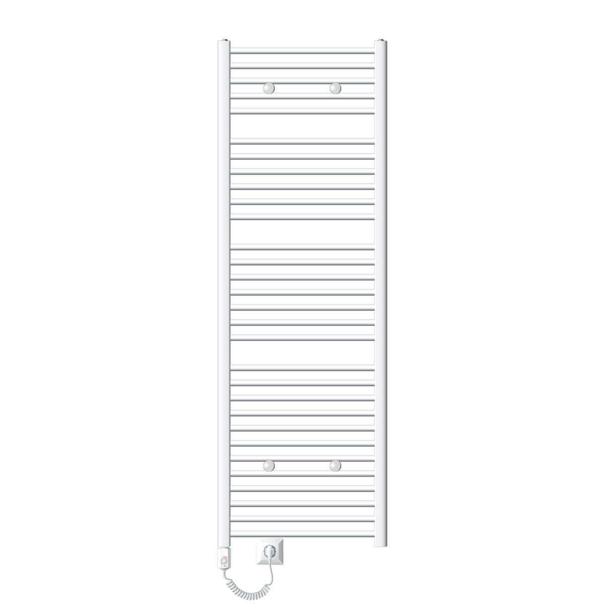 ECD Germany Elektrischer Badheizkörper Designheizkörper Sahara Handtuchheizkörper Handtuchtrockner, Weiß 900W Große Leistung 600x1800mm gerade mit Seitenanschluss