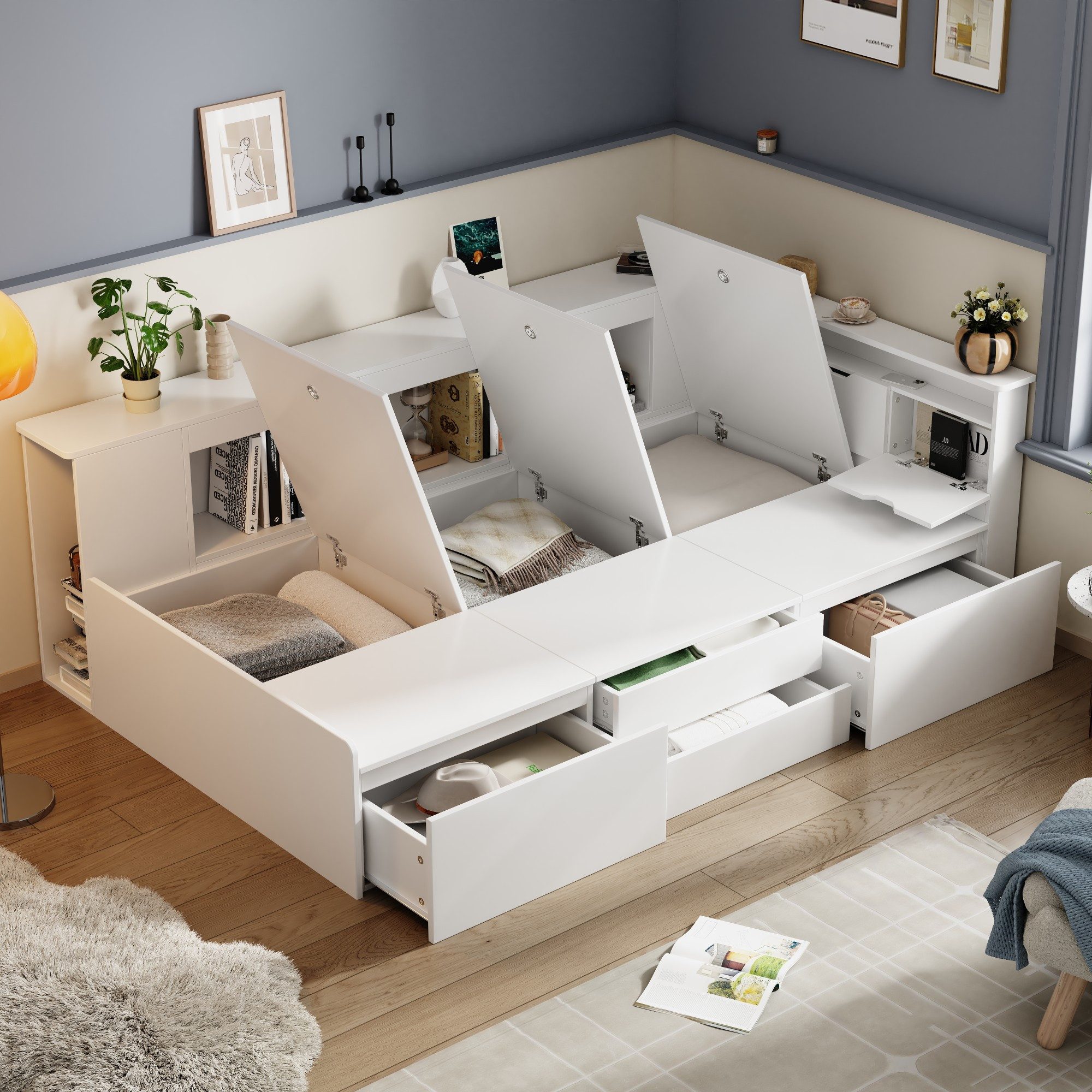Flieks Kinderbett, Einzelbett 90x200cm, Bettkasten mit günstig online kaufen