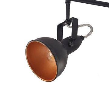 Lindby Strahler Morgana, Industrielles Design, Stahl, Schwarz matt, gold, 4 flammig, E14