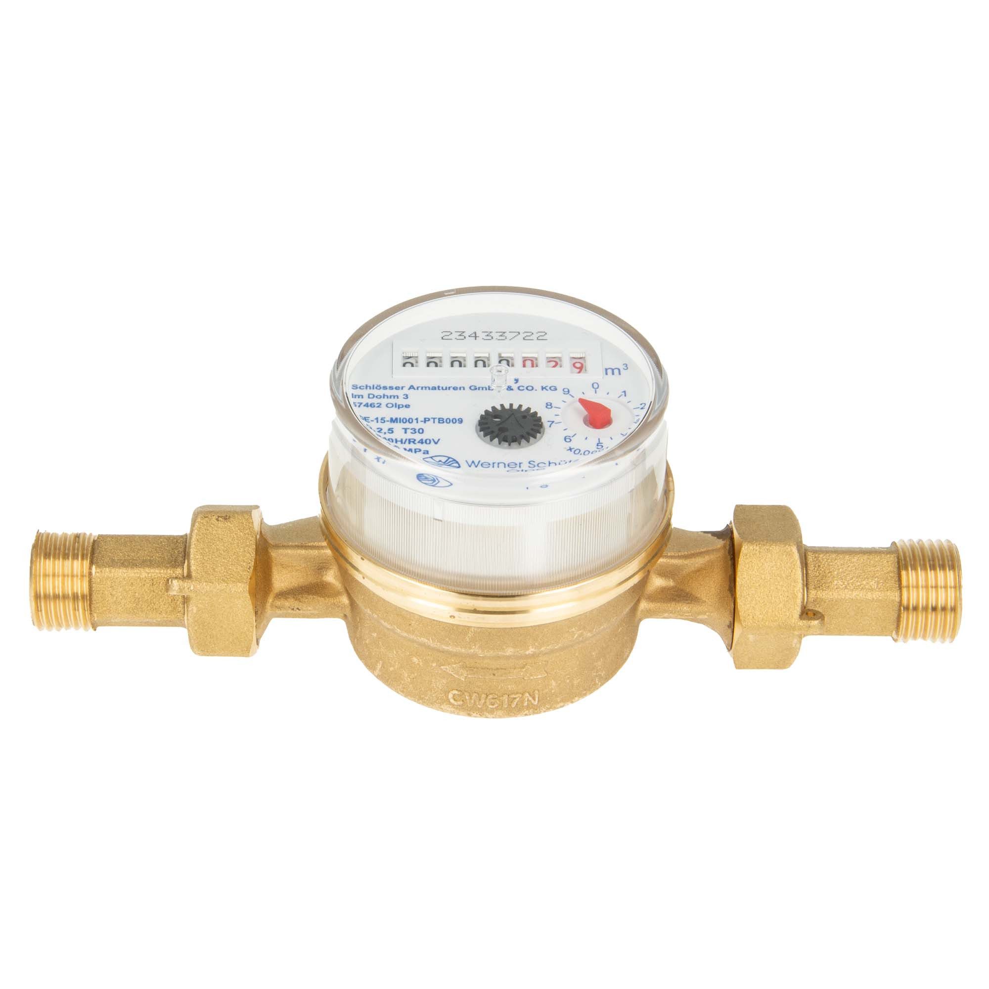 tecuro Водомеры Kombi-Set Kaltwasser bis 30°C - Длина 110 mm, 3/4 Zoll AG, (inkl. Plombiersatz und Dichtung)