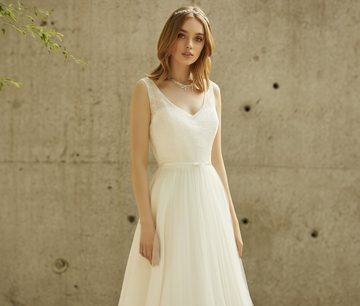 Bride Now! Brautkleid Brautkleid in A - Linie aus Spitze und Tüll comfortable to wear, with Lace top with geometric motifs