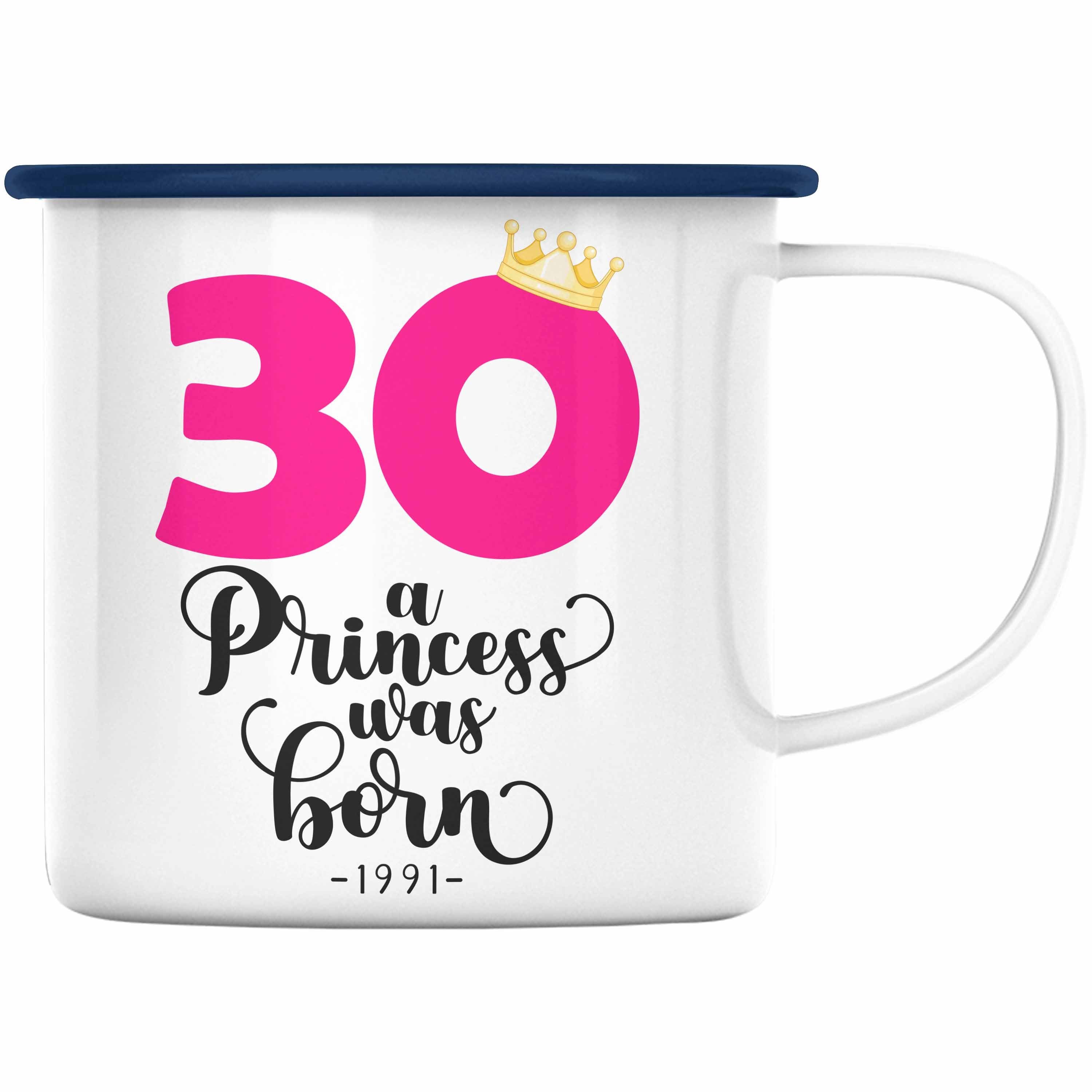 Trendation Thermotasse Trendation Frau Tasse 30er Lustig - Geschenkidee 30. Emaille Blau Geschenke Geburtstag Geschenk 30 Mutter Frauen