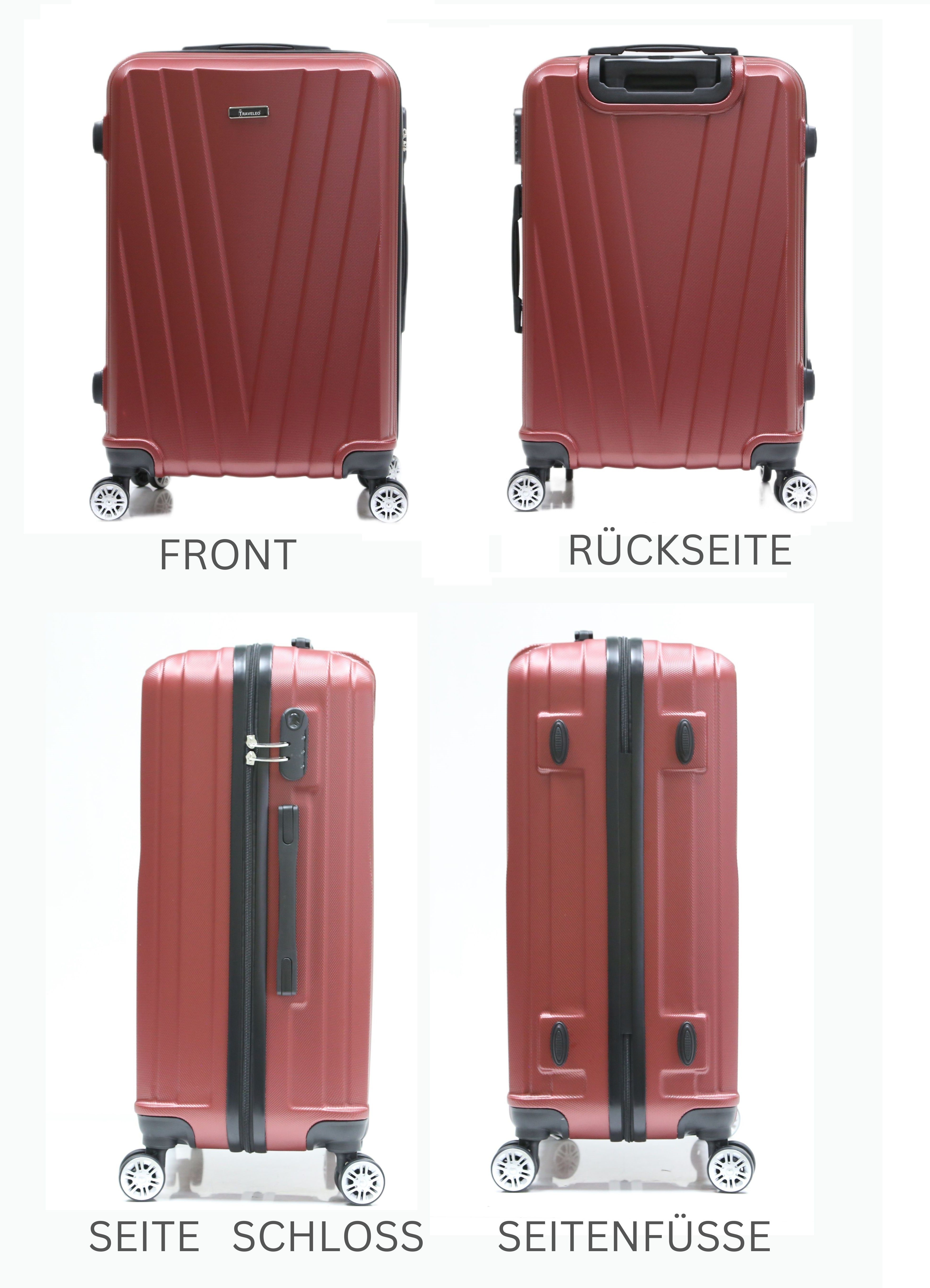 Kofferset Trolley tlg Hartschale 3 Handgepäck Set Rot ABS-06 Koffer Cheffinger