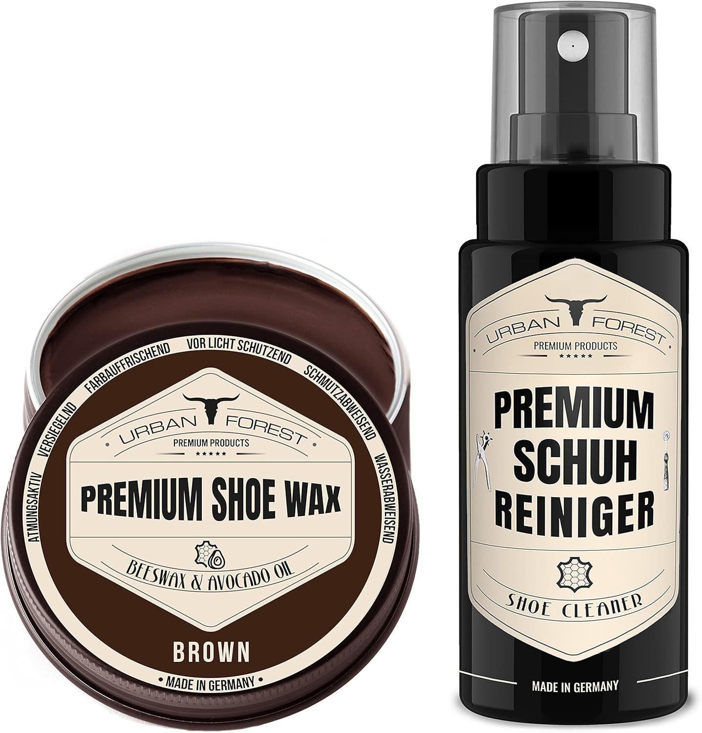 URBAN FOREST Schuhcreme Schuhwachs Braun mit Bienenwachs & Avocado-Öl 150ml Schuhcreme
