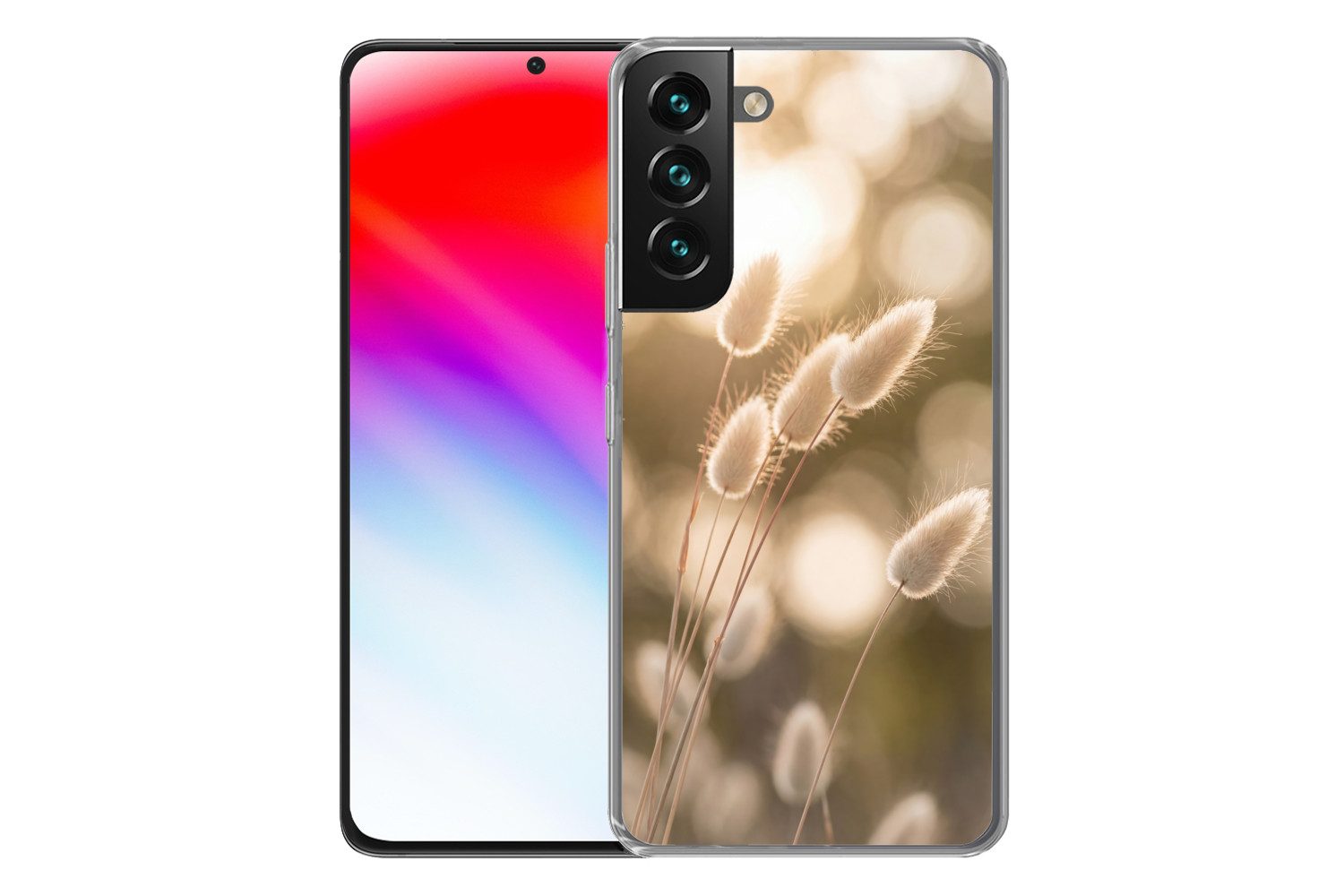 MuchoWow Handyhülle für Samsung Galaxy S22 Haselschwanzgras - Weiß - Sonnenlicht, Phone Case, Silikon, Schutzhülle Dünn