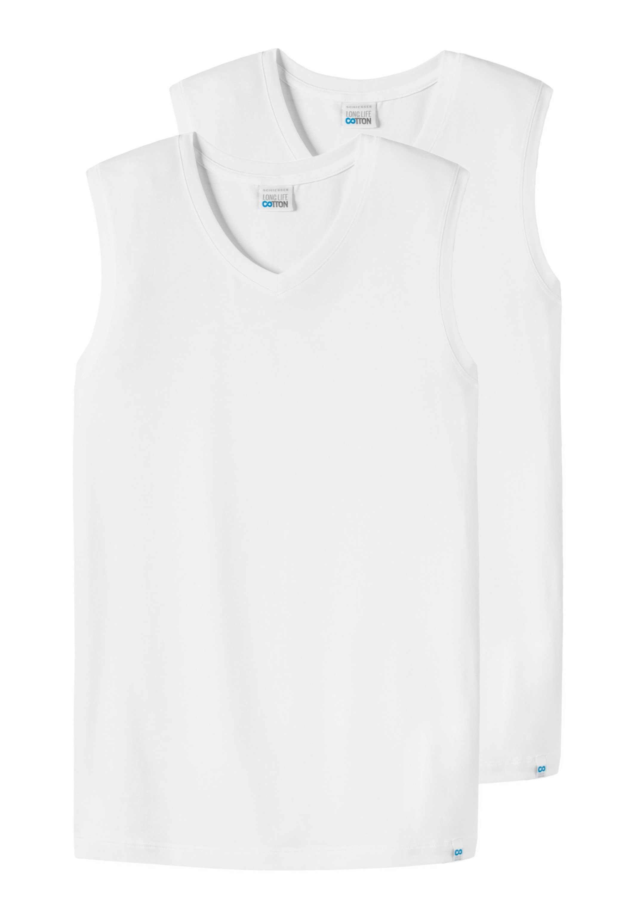 Schiesser Unterhemd 2er Pack Long Life Cotton (Spar-Set, 2-St) Unterhemd / Tanktop - Baumwolle - Weiß