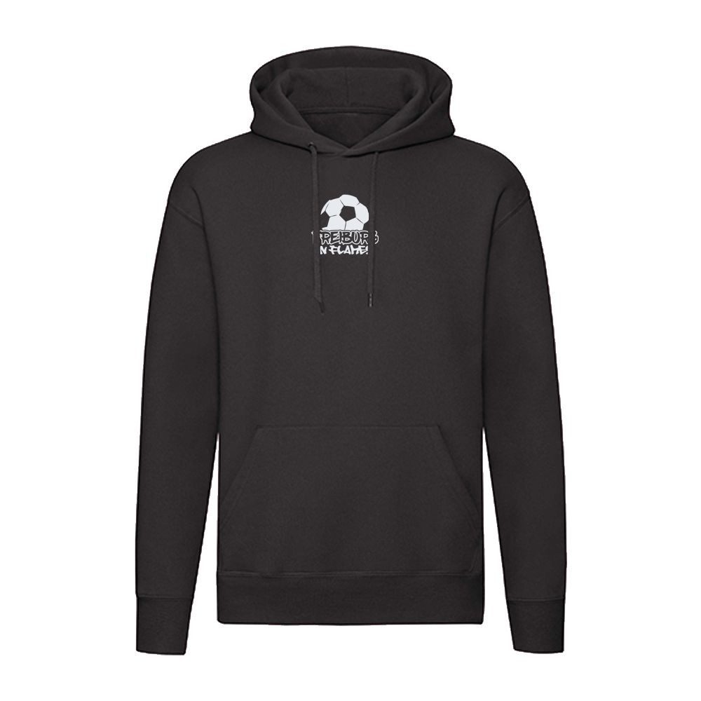 G-graphics Hoodie Freiburg in flames – Feuer-Fussball – mit Front- & Backprint Unisex Pullover mit einem Motiv für den echten Fan
