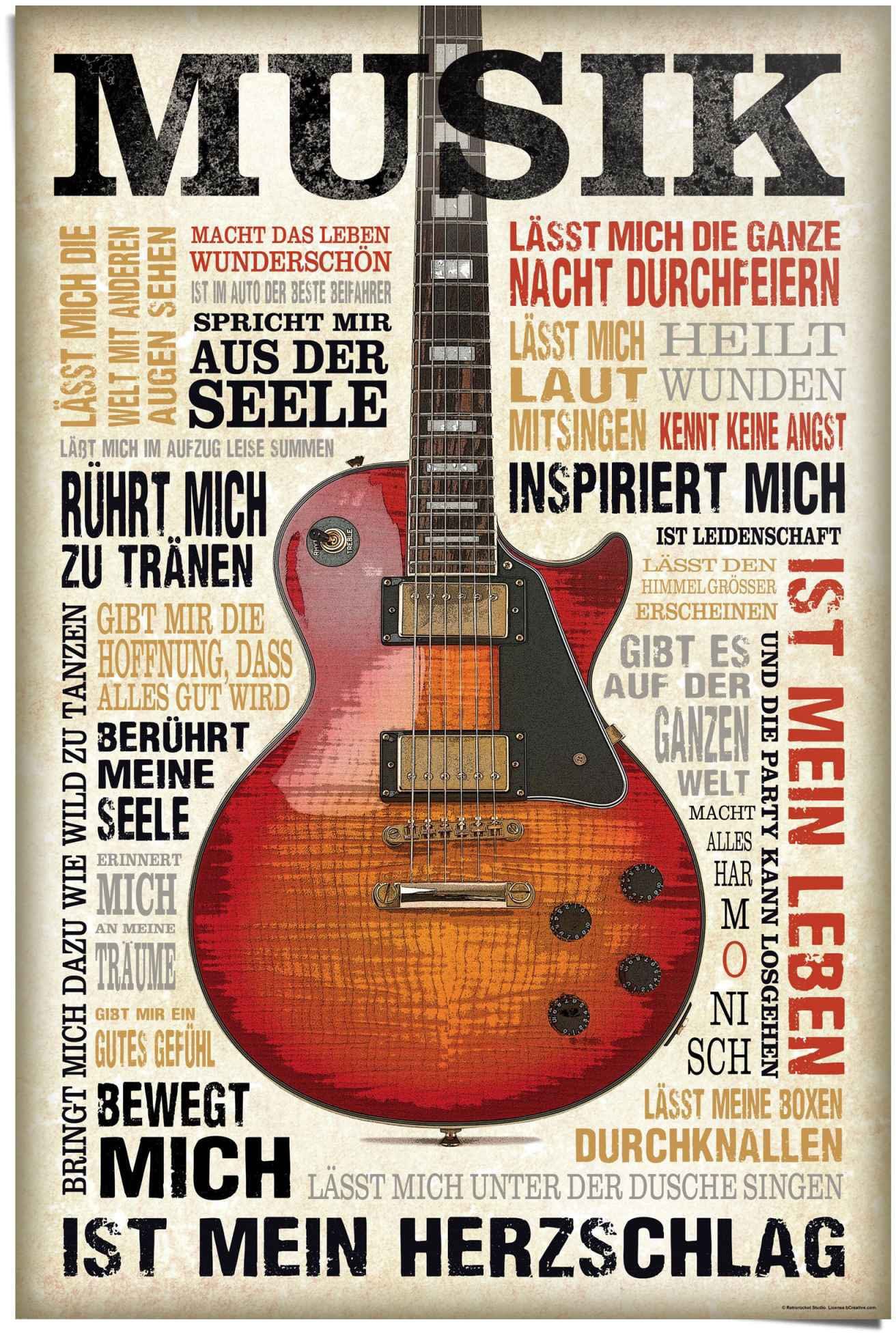 Reinders! Poster Musik ist Leidenschaft, hergestellt werden (1 St), - in Europa ausschließlich Poster Qualitätsprodukt Unsere
