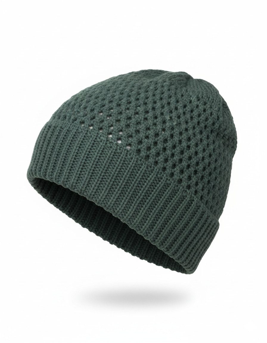Strickmütze Strick Beanie Mütze mit Loch Muster