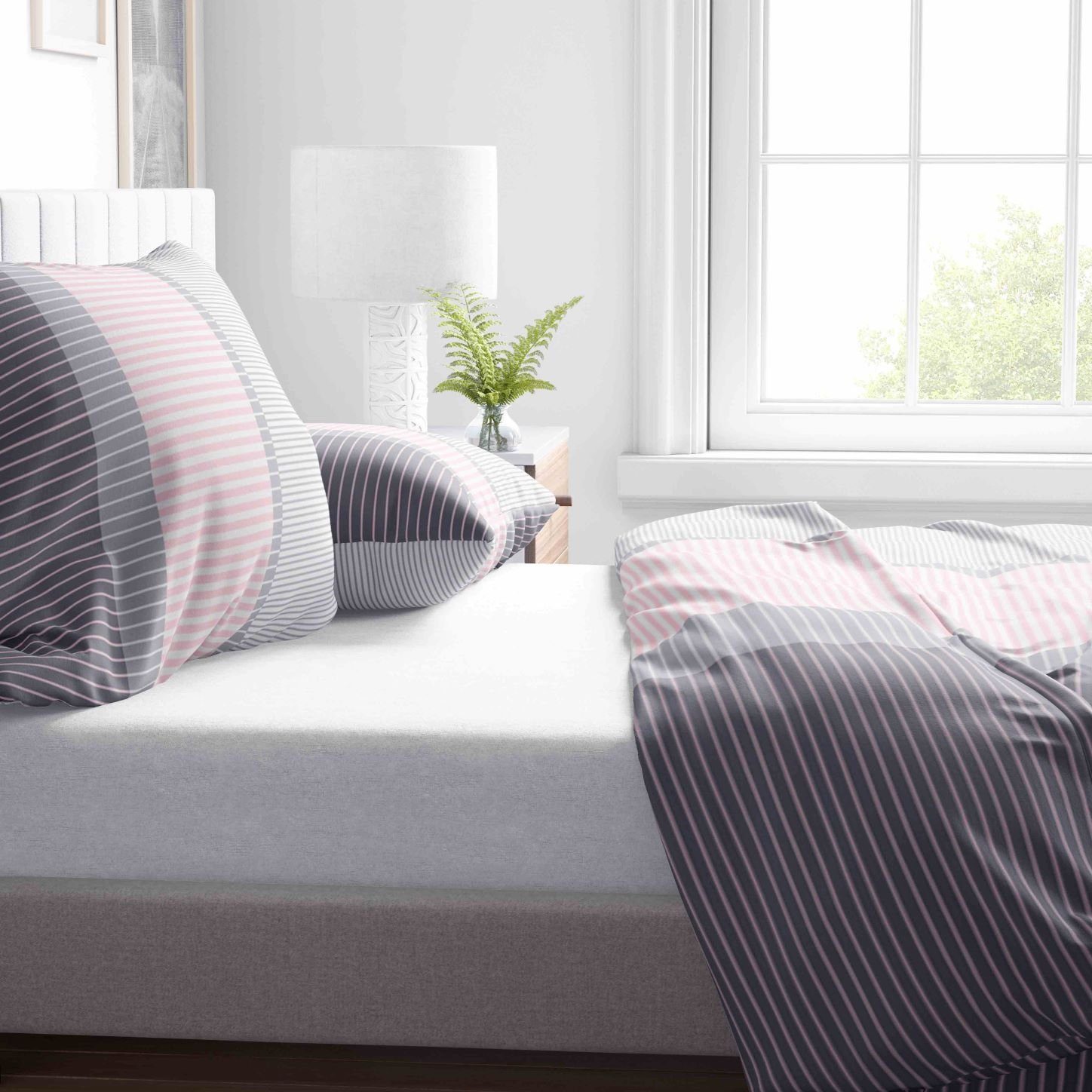 Leonado Vicenti Bettwäsche Allergiker geeignet 135x200, 155x200 oder 155x220, Microfaser, 2 teilig, weich und pflegeleicht, Streifen