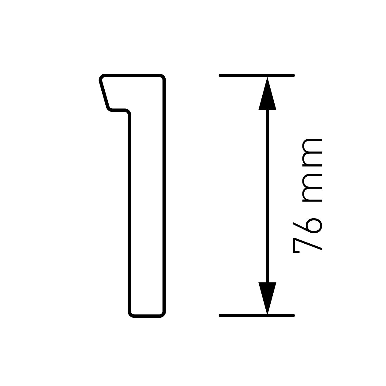 Bravios Briefkasten Selbstklebende Hausnummer "1" - 76 mm in Schwarz