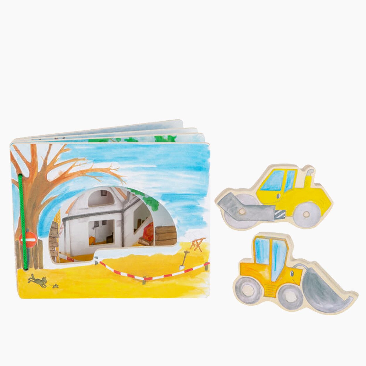 Small Foot Stoffbuch Bilderbuch Baustelle, interaktiv (packung, 1-St), mit Klettfunktion für kleine Entdecker