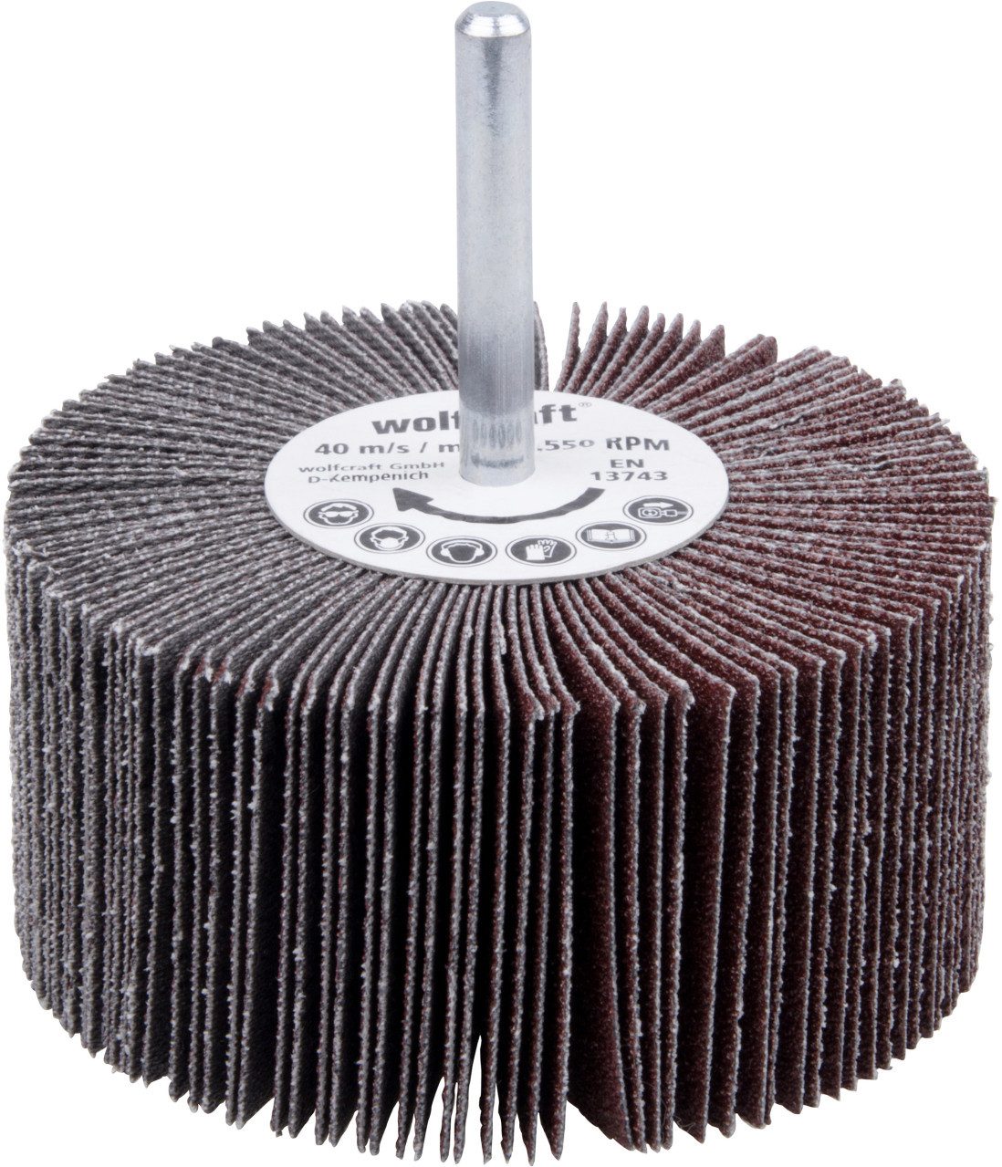 Wolfcraft Schleifaufsatz Wolfcraft Fächerschleifer K80 Ø 80 x 40 mm Schaft
