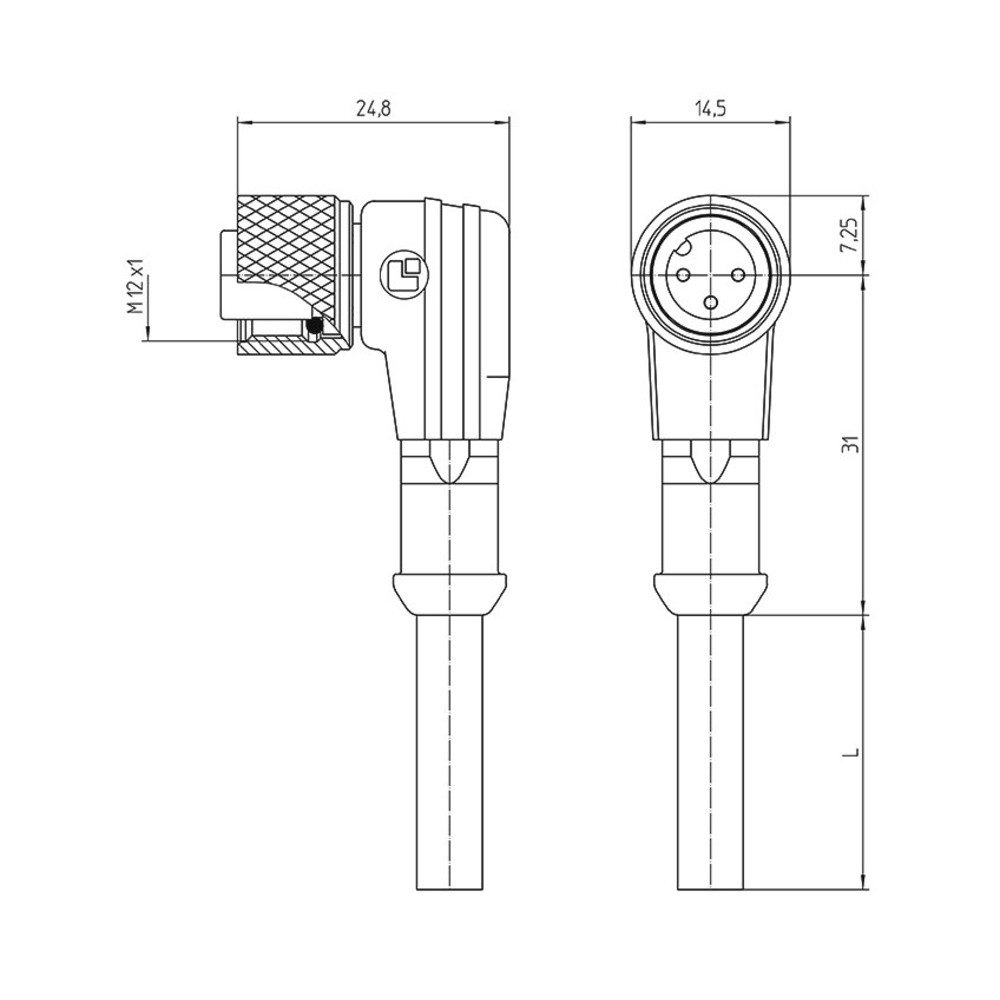 Lutronic Steckdose Lutronic 1121 Sensor-/Aktor-Steckverbinder, konfektioniert M12 Kupplun, 1205 12 315 5m