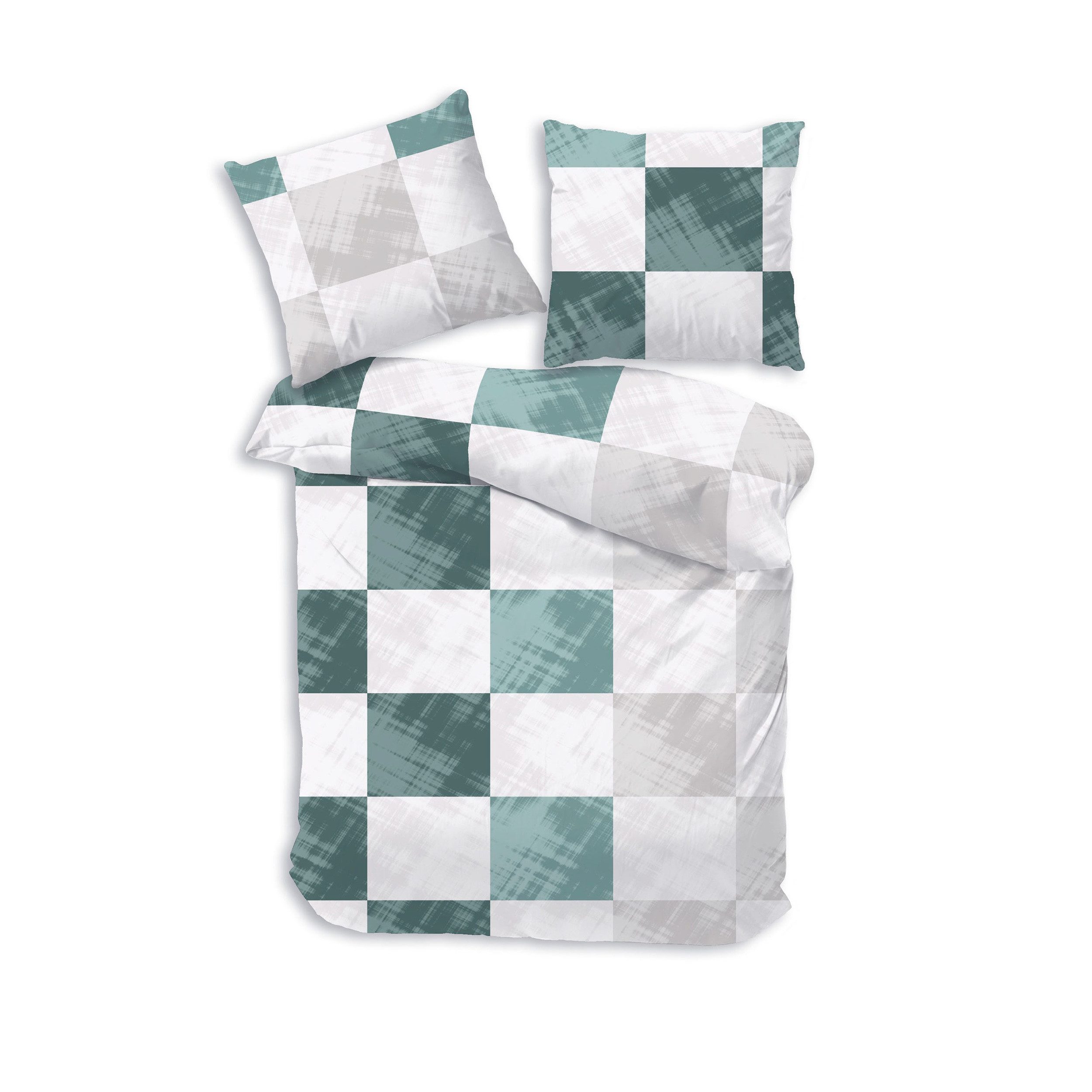 DOBNIG Bettwäsche Flanell, Flanell, 2 teilig, modern kariert, smaragd günstig online kaufen