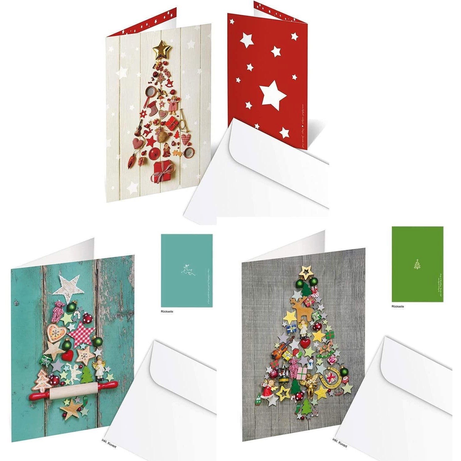 Logbuch-Verlag Klappkarte 9 Weihnachtskarten Klappkarten mit Umschlag – Weihnachtsbaum