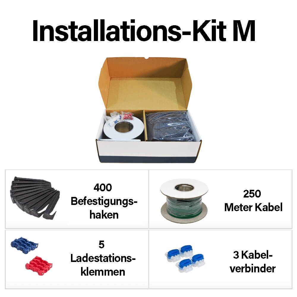 HOME DELUXE Installations-Kit Begrenzungskabel, inkl. Erdspieße, Kabelverbinder & Klemmen, Begrenzungskabel für Mähroboter
