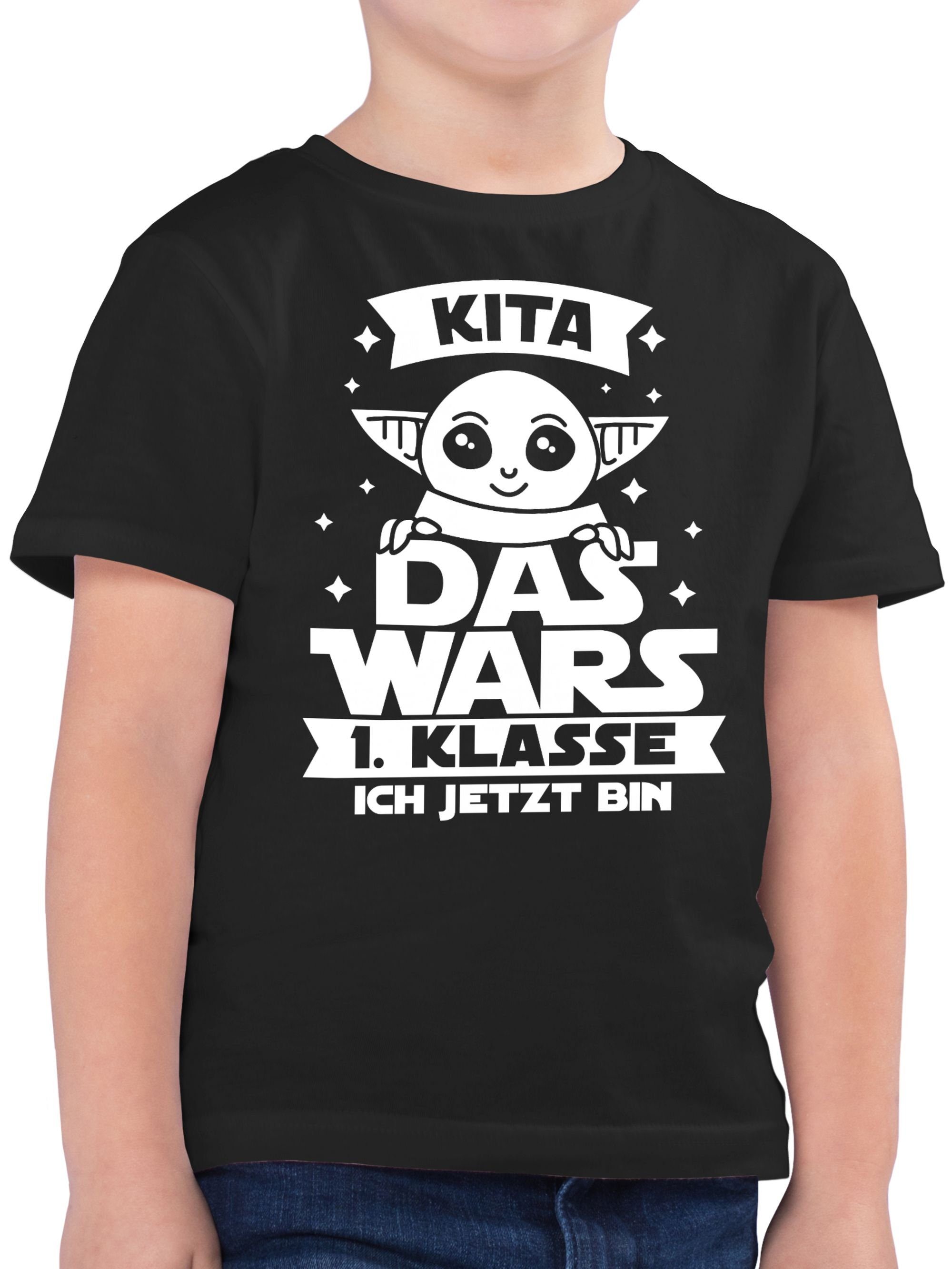 Shirtracer T-Shirt Kita Das Wars 1. Klasse ich jetzt bin Parodie weiß Einschulung Junge Schulanfang Geschenke 01 Schwarz