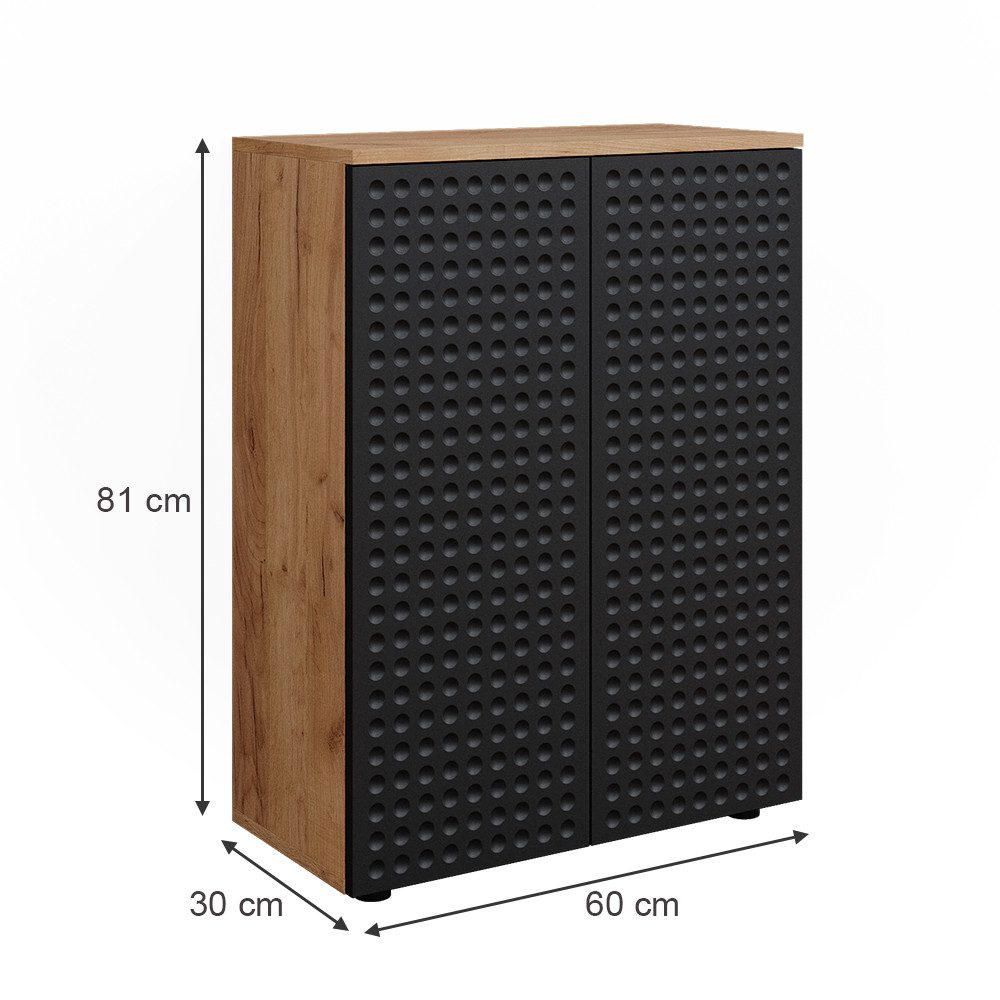 Vicco Midischrank Irma, Anthrazit gepunktet/Goldkraft Eiche, 60 x 81 cm (1-St)