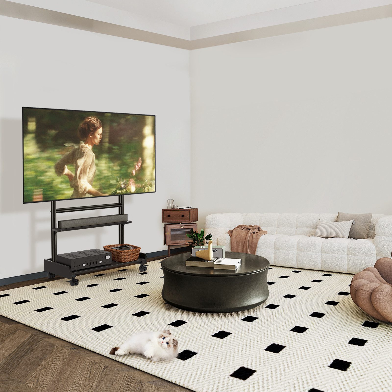 TVON TV-Ständer TV Rollwagen Für 40 bis 86 Zoll Fernseher bis zu 68 KG Max, (bis 86 Zoll, 1-tlg., rollbar, VESA 600x400 mm)
