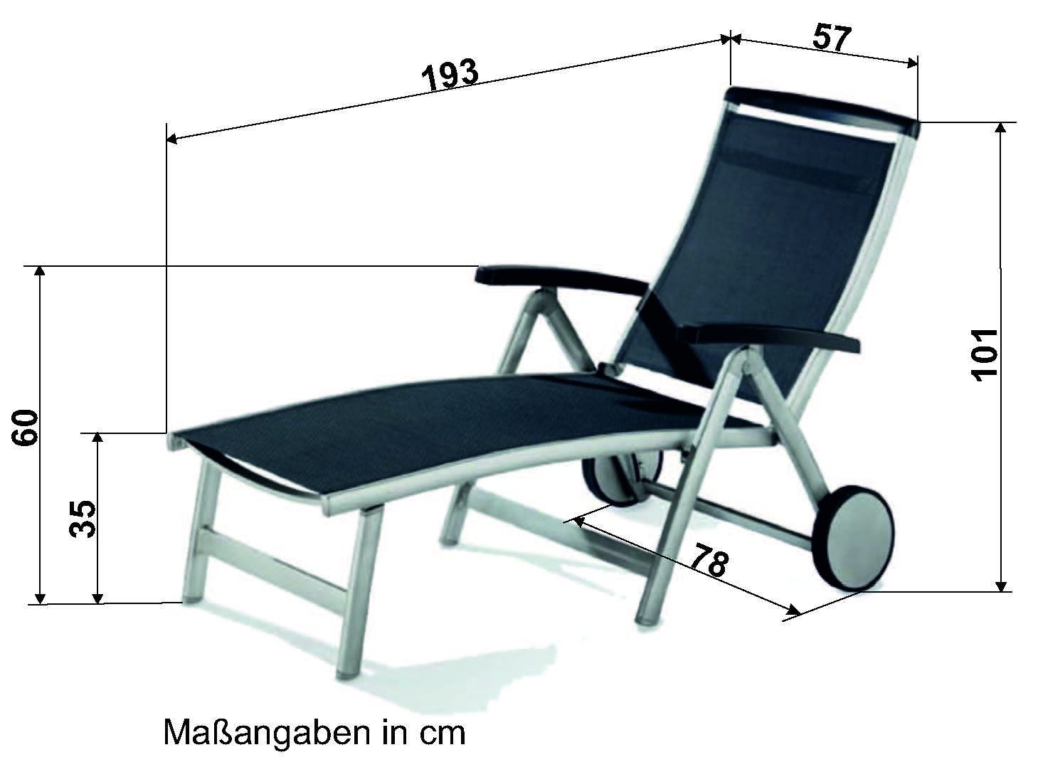 Sieger Gartenmöbel Rollliege in Mocca, Kunstfasergewebe - 193x101x78cm (BxHxT)
