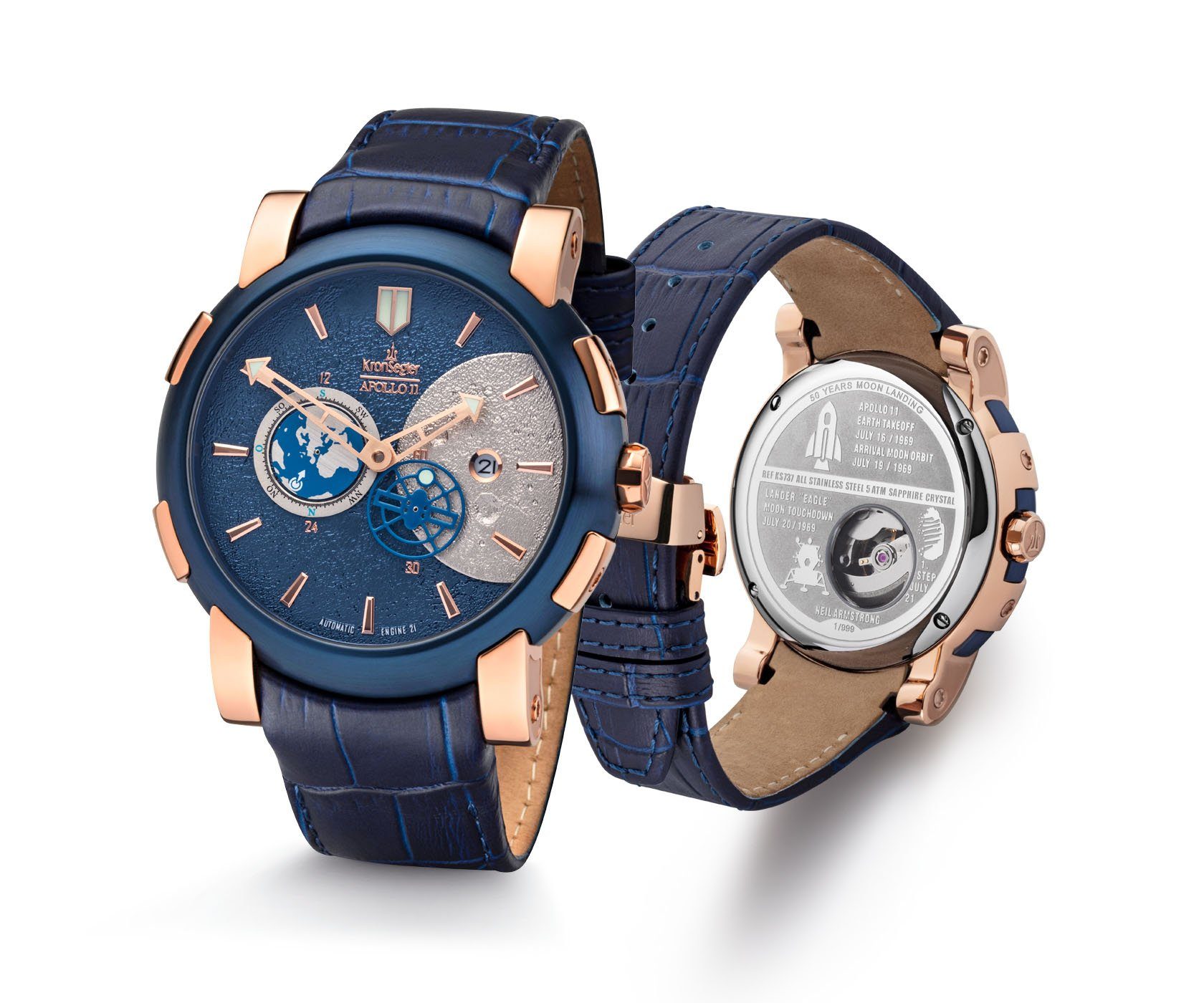 Kronsegler Automatikuhr Apollo 11 Herrenuhr mit Saphirglas