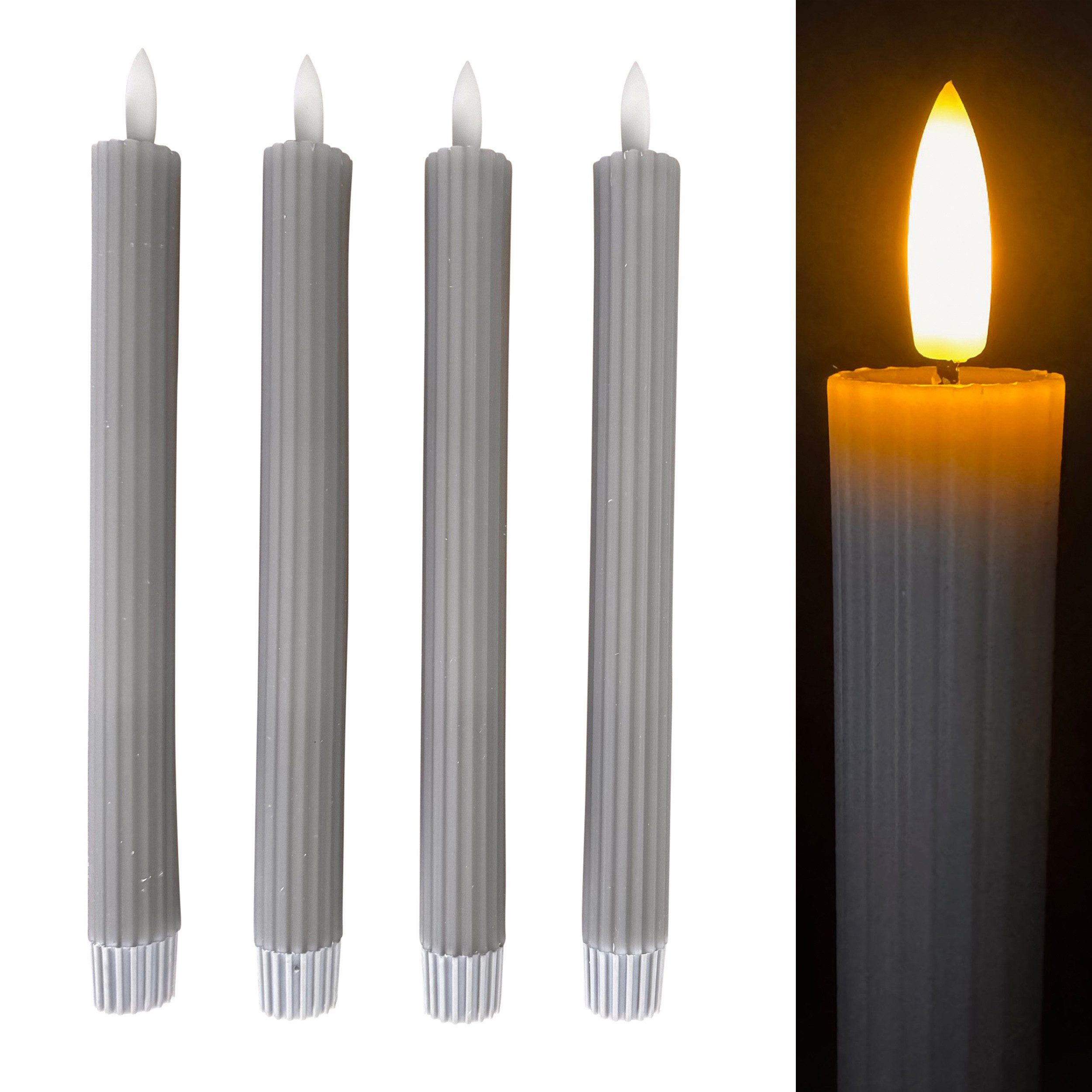 Online-Fuchs LED-Kerze 4 moderne LED Stabkerzen im Set aus Echtwachs mit Ti günstig online kaufen