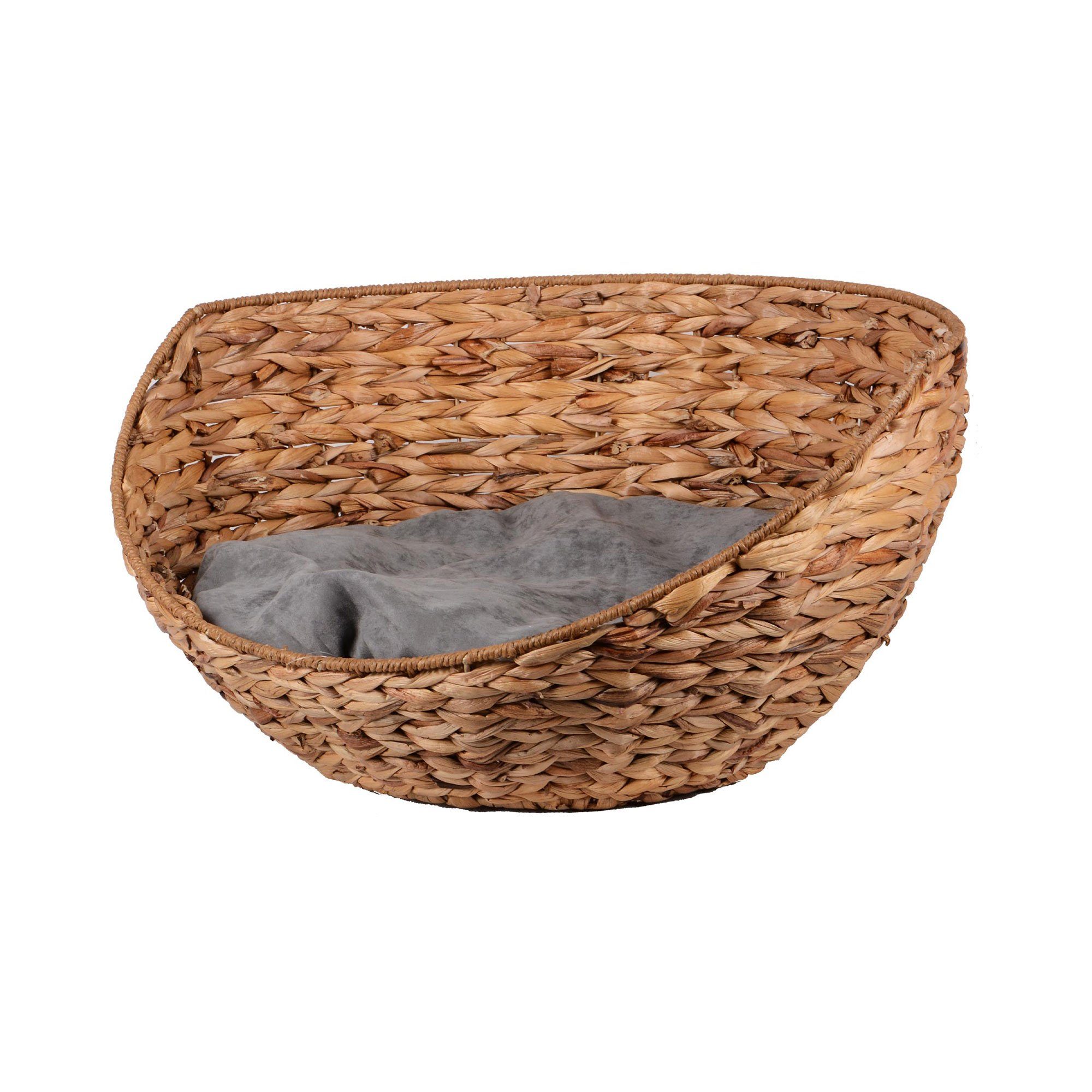 UNUS ANIMALS Tierkorb Haustierkorb halboffen natur mit Kissen Hund und Katze, Tierkorb mit Kissen,Hundebett, Haustierbett, Körbchen, Katzenkorb