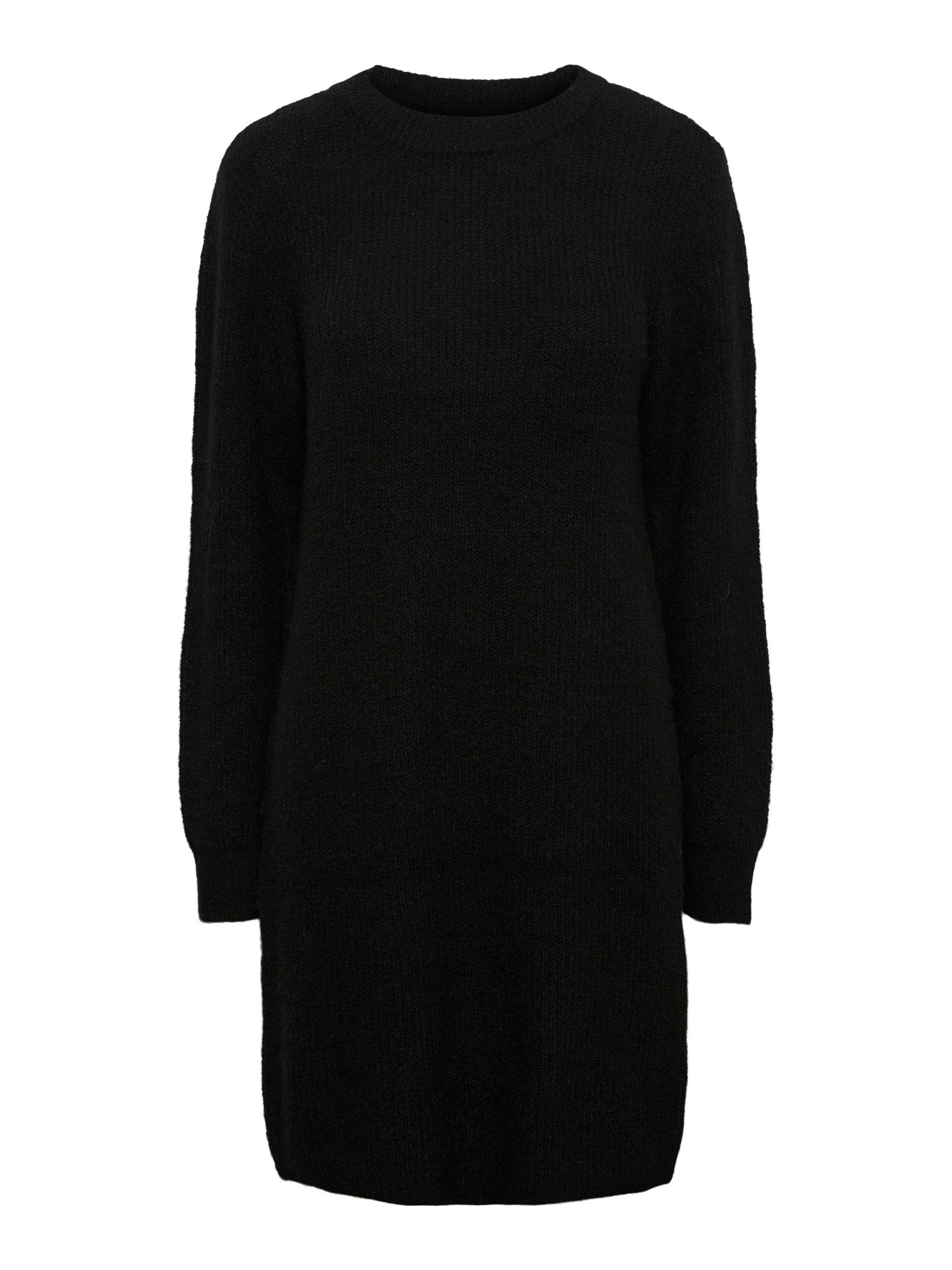 LS NOOS pieces KNIT Strickkleid Black PCELLEN BC DRESS O-NECK