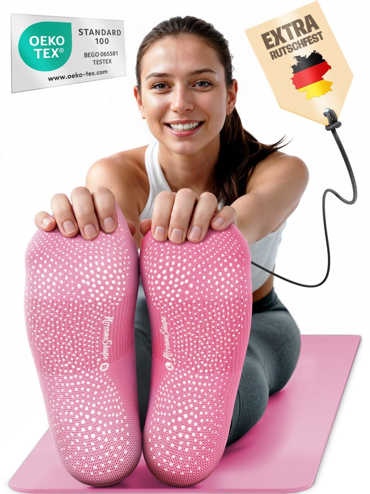 NirvanaShape Sportsocken NirvanaShape Yogasocken Damen 36-44 – Rutschfeste Pilates Socken (1-Paar)