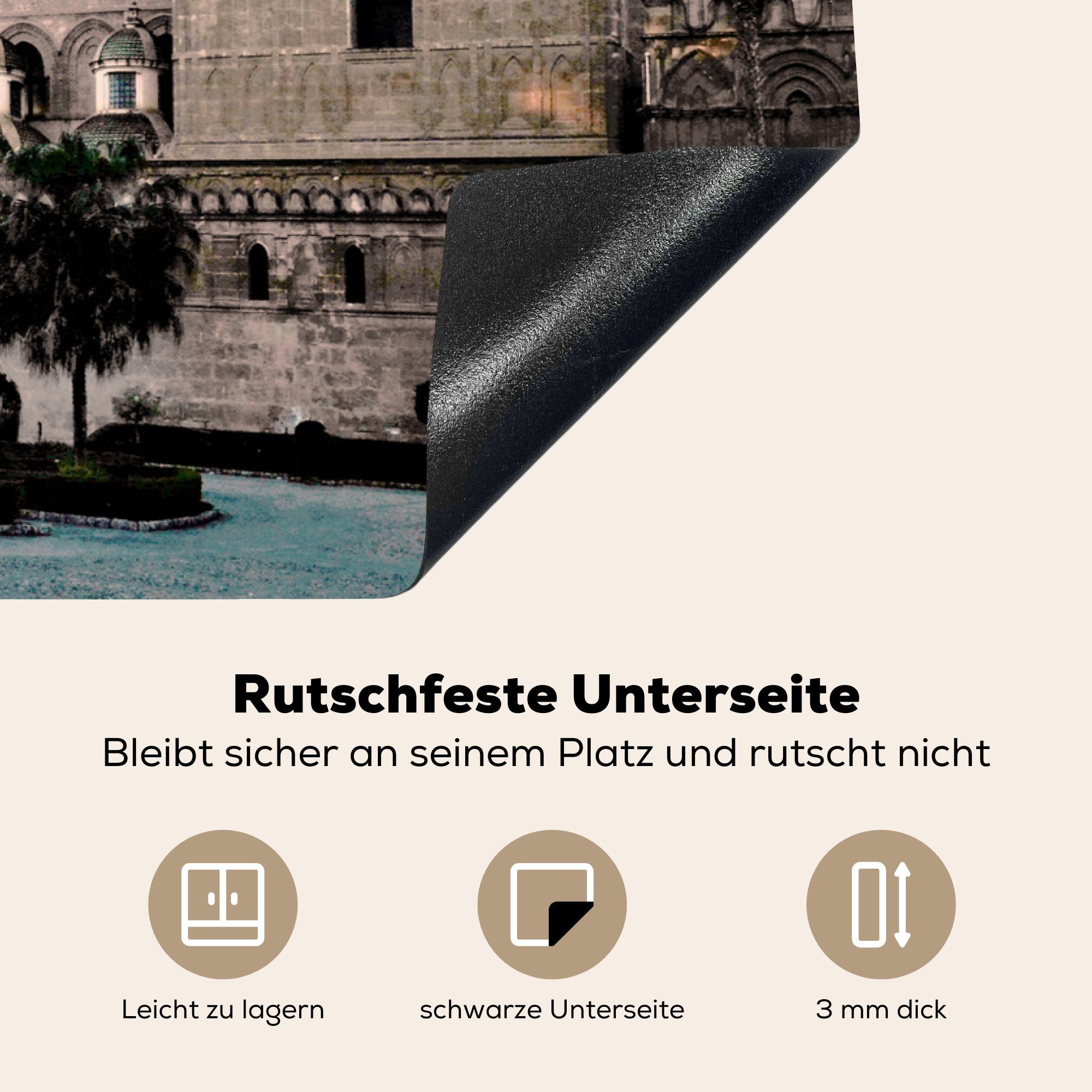 - küche, Ceranfeldabdeckung Vinyl, (1 Herdblende-/Abdeckplatte Italien MuchoWow die - tlg), für 81x52 cm, Kathedrale Schutz Sizilien, Induktionskochfeld