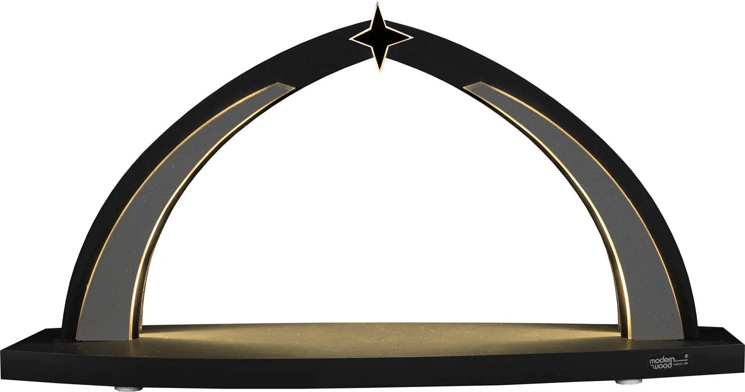 Tietze Erzgebirgsdesign LED Schwibbogen modern wood Bogen unbestückt anthrazit, 42x20x9 cm (BxHxT)