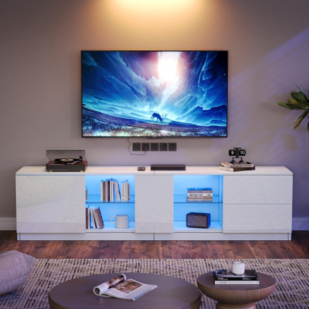 autolock TV-Ständer TV-Ständer, Hochglanz-Kommode, Sideboards mit LED-Beleuchtung, (Lowboards passend für 65" Fernseher,für Wohnzimmer 160 x 40 x 52 cm)