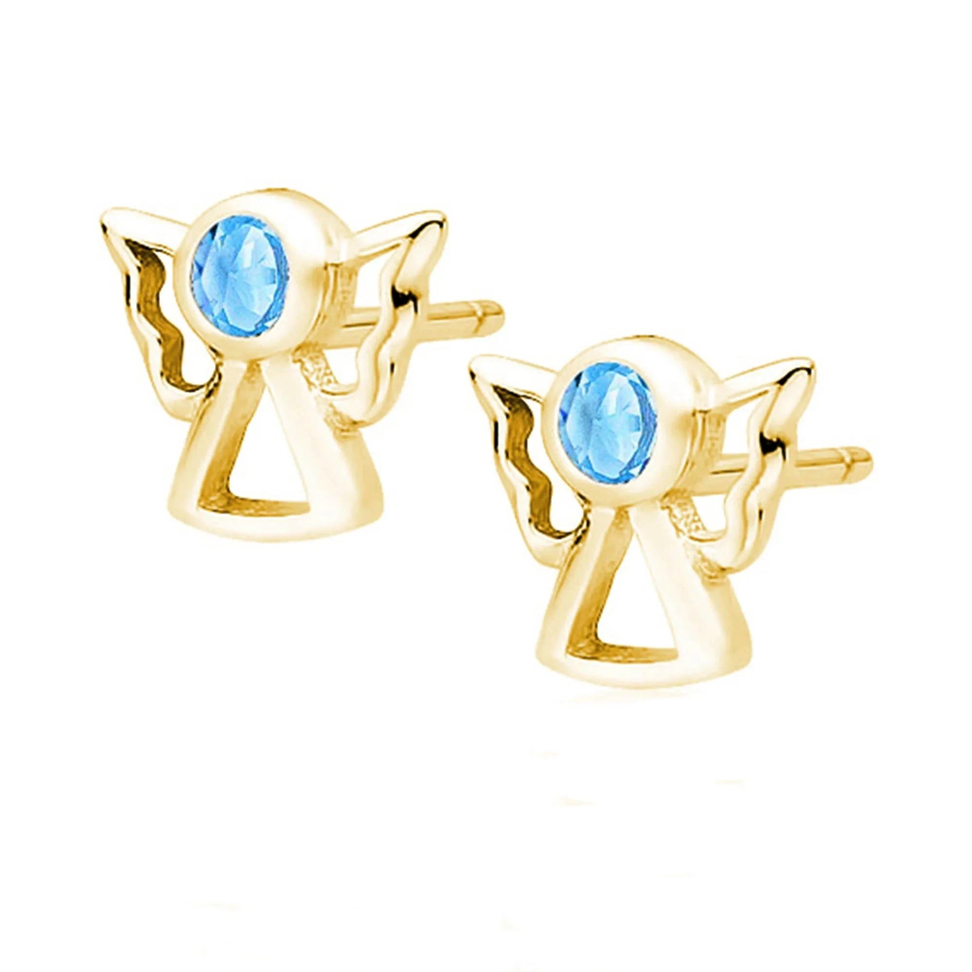 schmuck23 Paar Ohrstecker Ohrringe Engel Zirkonia 925 Silber vergoldet Kinderohrringe (Geschenkset), Mädchen Kinderschmuck 2 x Silikonverschluß extra