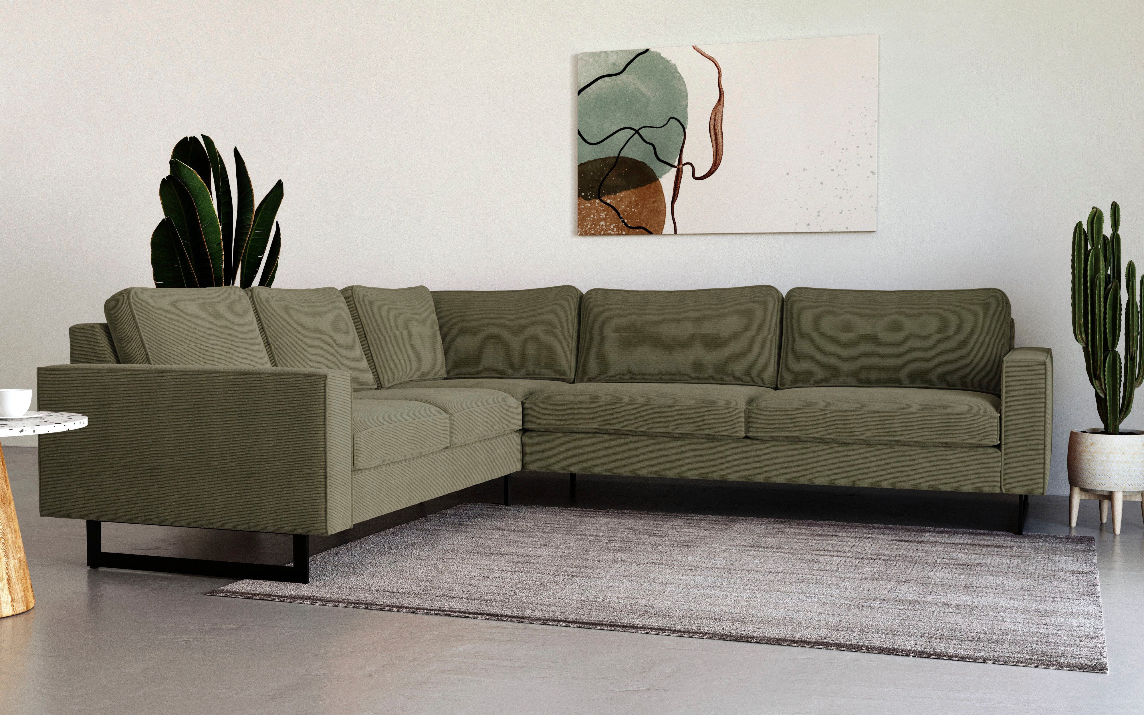 Places of Style Ecksofa "Pinto, XXL, 250/290 cm, langer Schenkel, Ottomane" günstig online kaufen