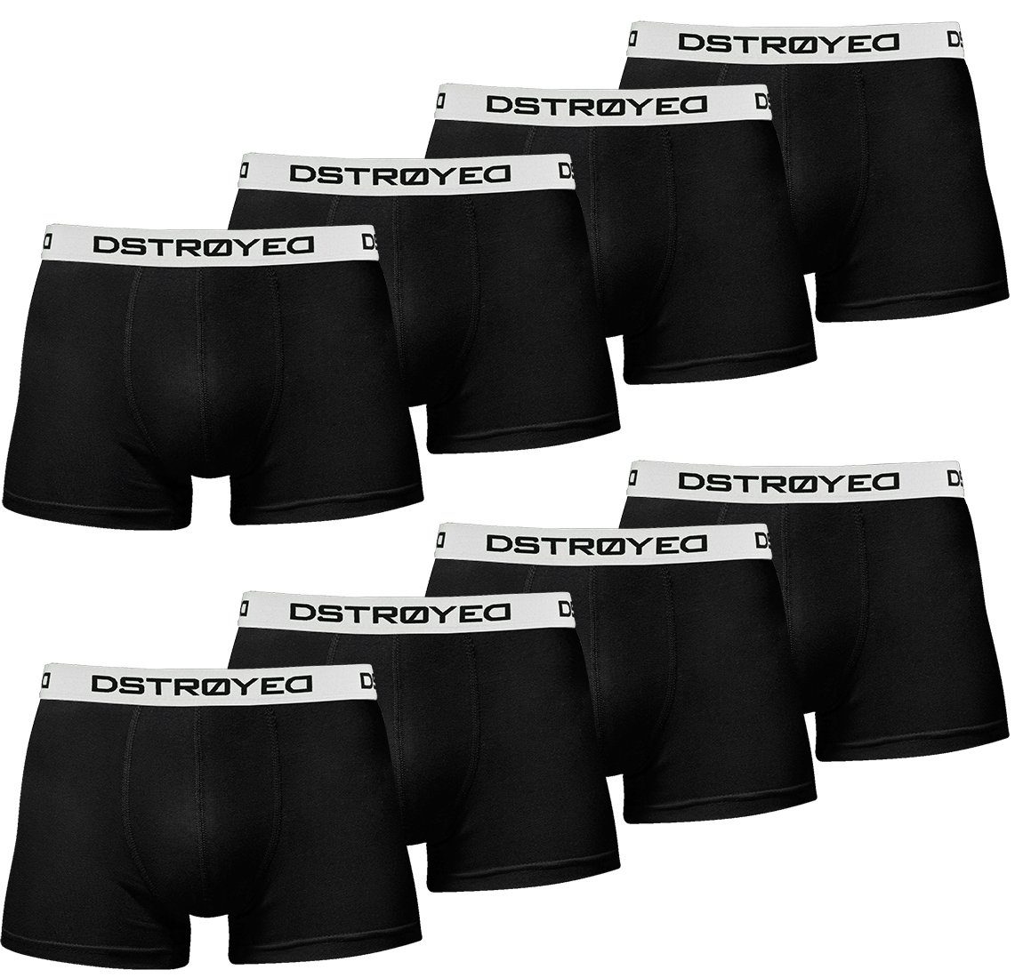 315b-schwarz/weiß (Vorteilspack, DSTROYED 8er, Qualität Premium 8er Unterhosen Boxershorts Pack) perfekte Männer Passform Baumwolle Herren