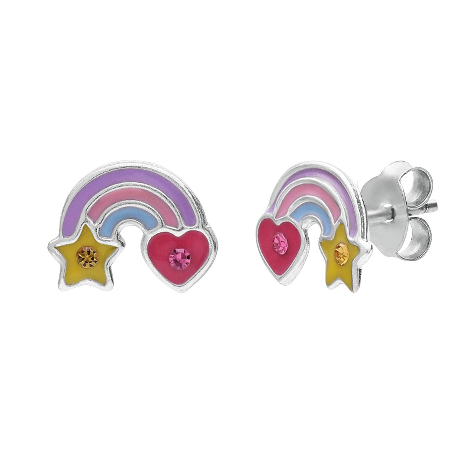 LUCARDI Paar Ohrstecker Ohrring - 925 Silber - Silber - Kristall - Kinder