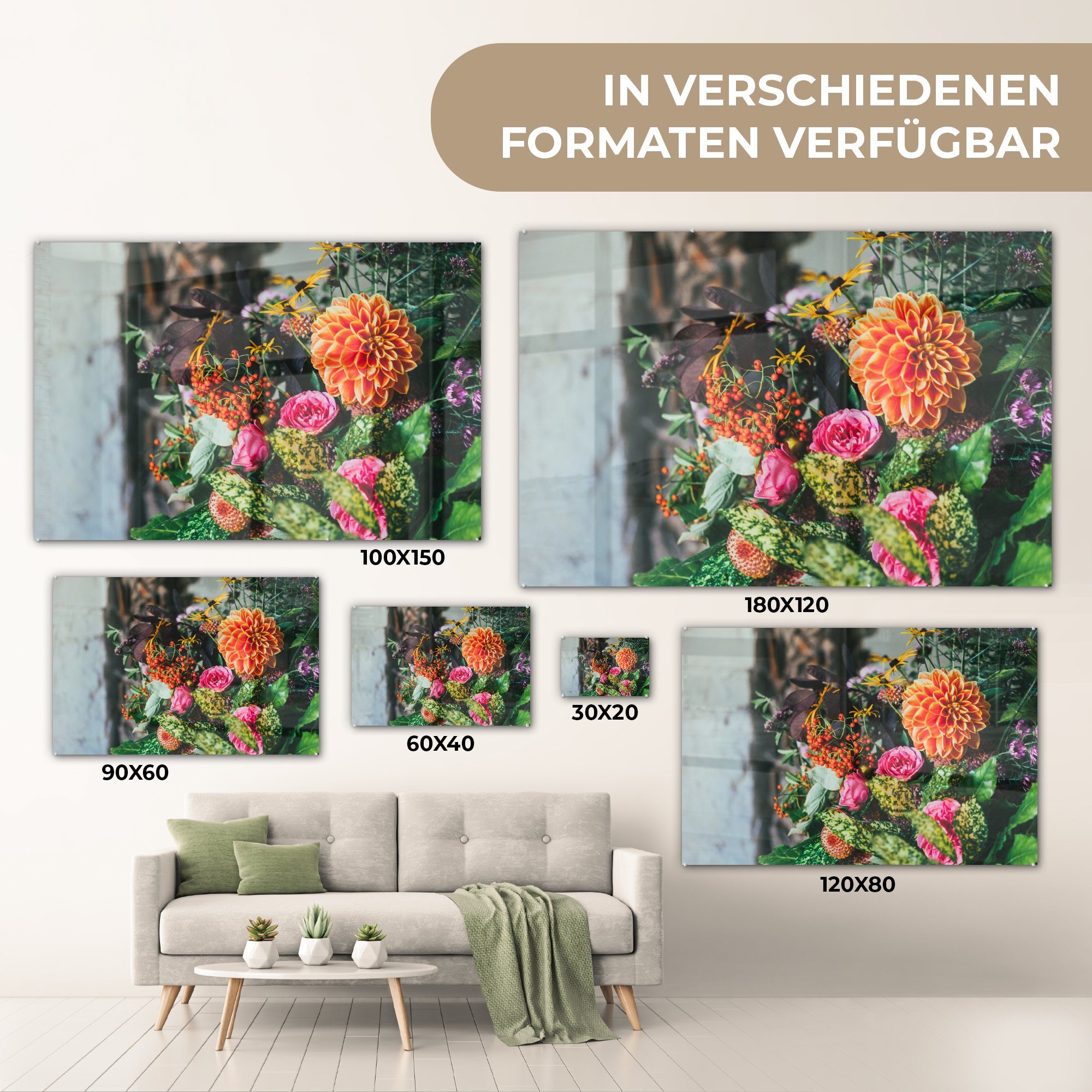Blumen Licht MuchoWow - Schlafzimmer Wohnzimmer (1 St), & Acrylglasbild Acrylglasbilder Natur, -