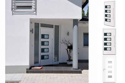 vidaXL Haustür Hauseingangstür Haustür Weiß 110x210 cm Aluminium und PVC Glas-Element